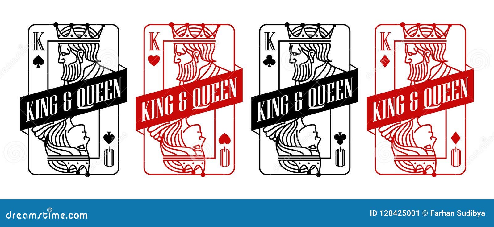 King And Queen Black And Red Playing Card Illustration Stock