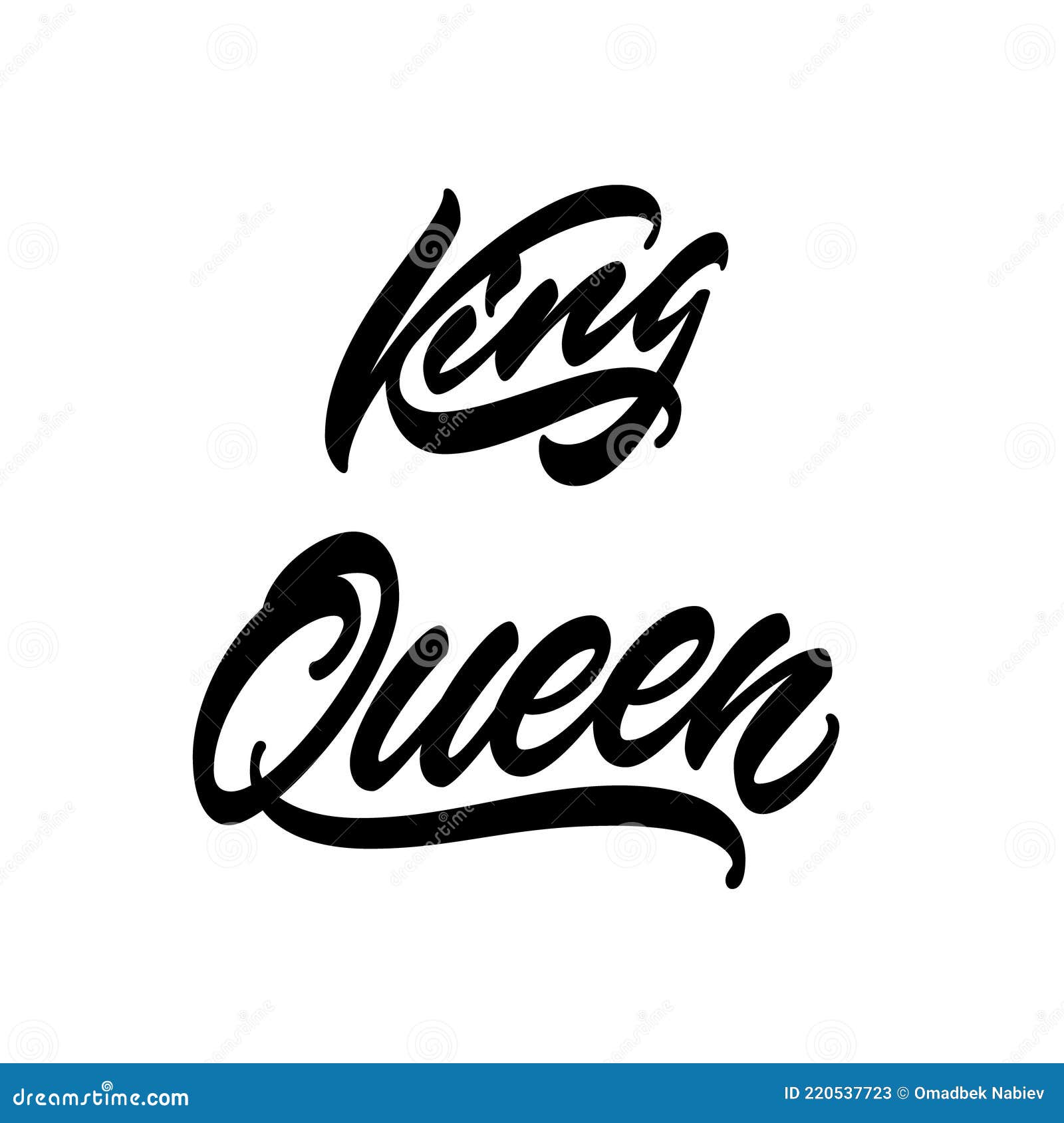 King and Queen Hand Lettering Stock Vector - Illustration of element,  handwriting: 220537723
