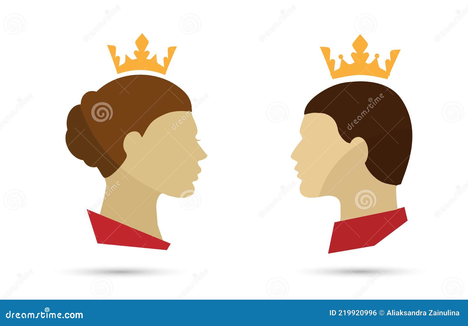 King and Queen Heads Colorful Vector Silhouette Stock Vector ...