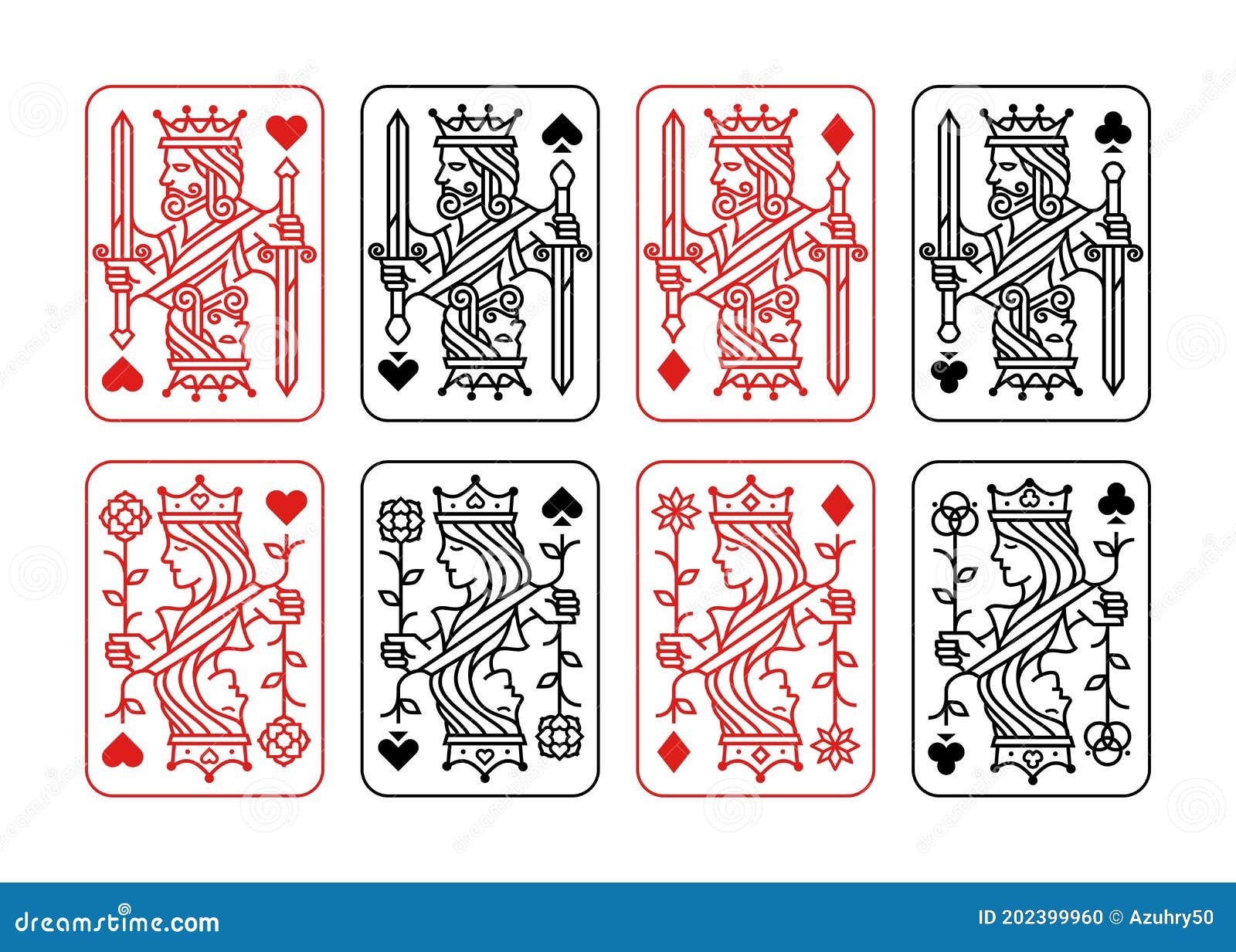 Playing cards jack queen king ace and joker Vector Image