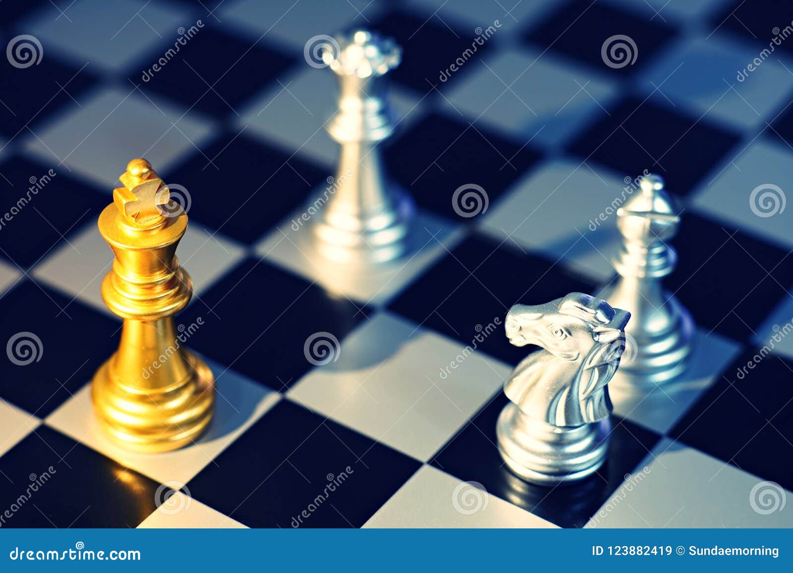 Golden King And Queen Chess Piece Concept For Business Competition