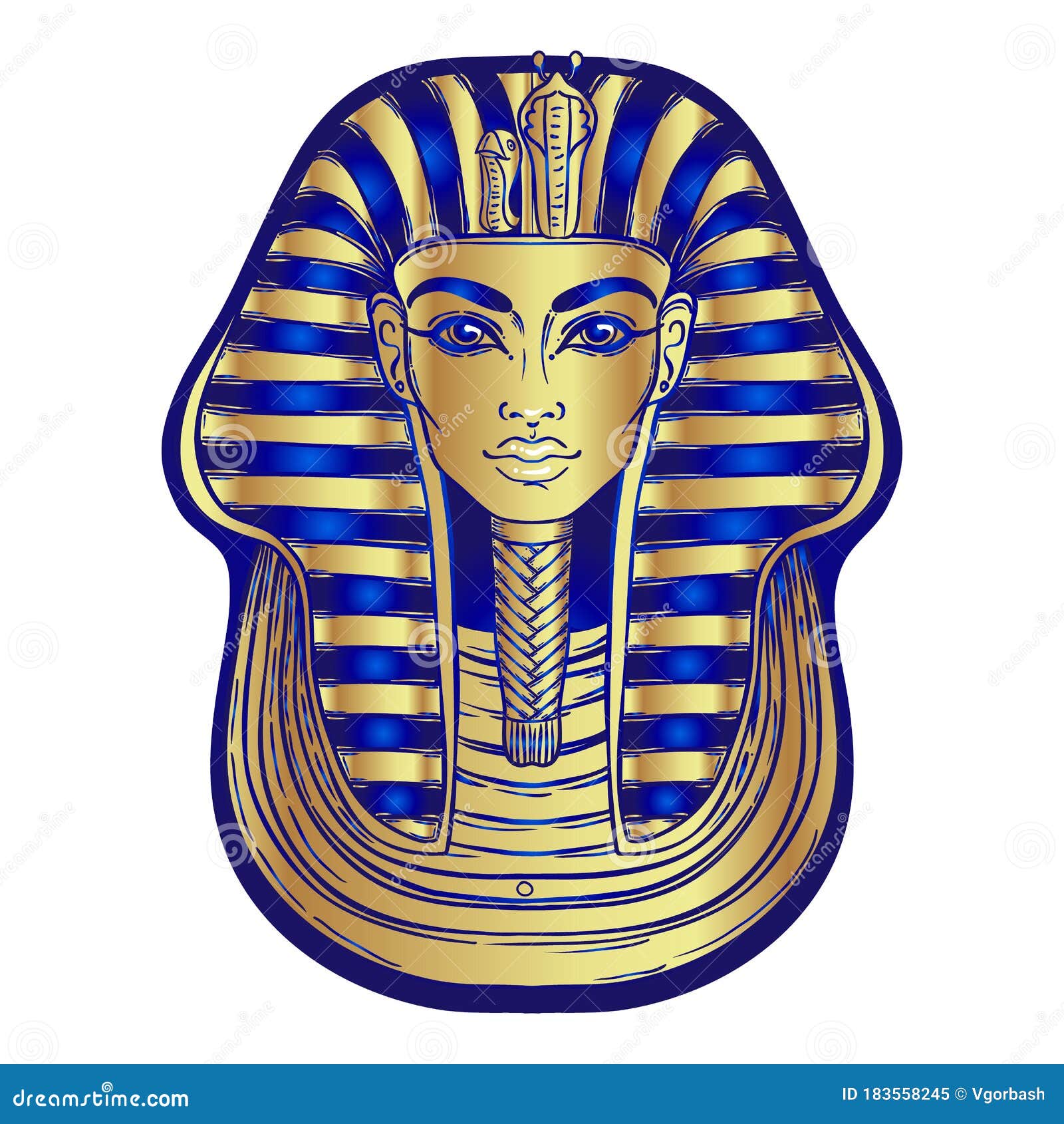 Pharaoh tattoo art t-shirt design. Tutankhamen mask ethnic style. Great  king of ancient Egypt Stock Vector | Adobe Stock