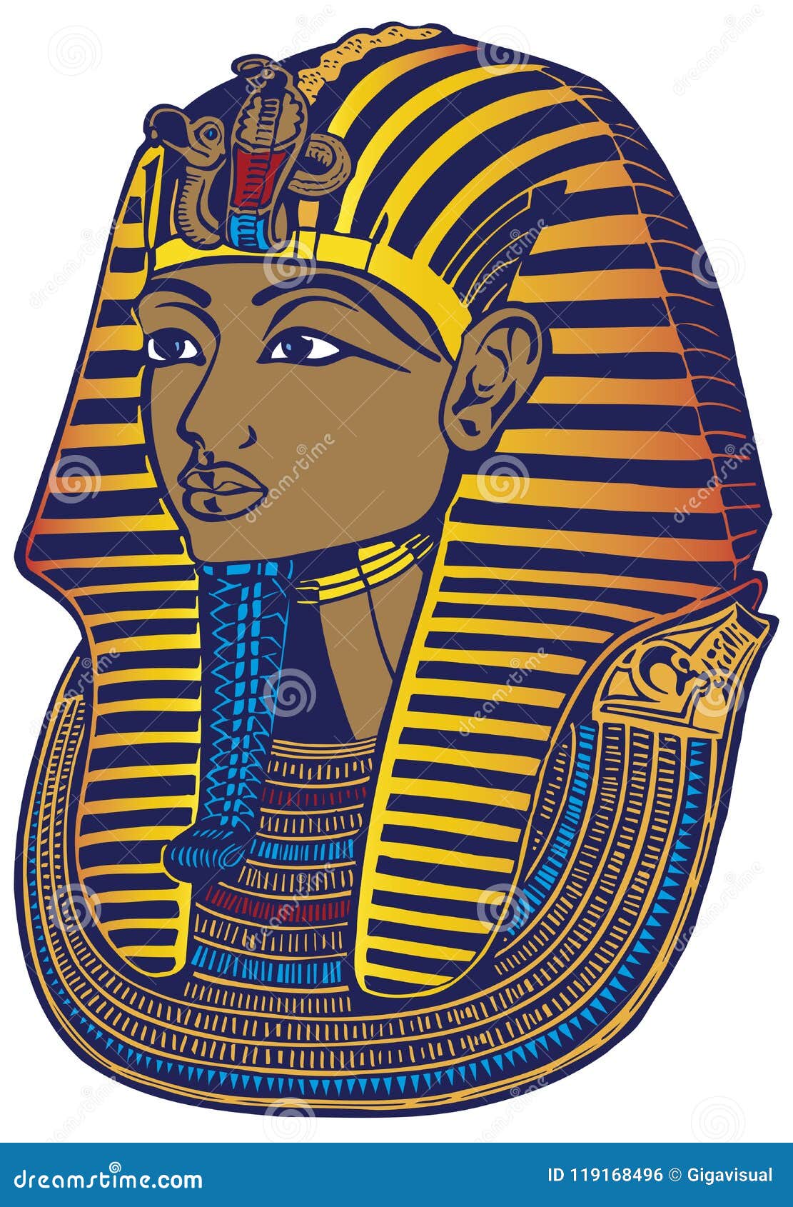 King Tutankhamun Mask stock illustration. Illustration of king - 119168496