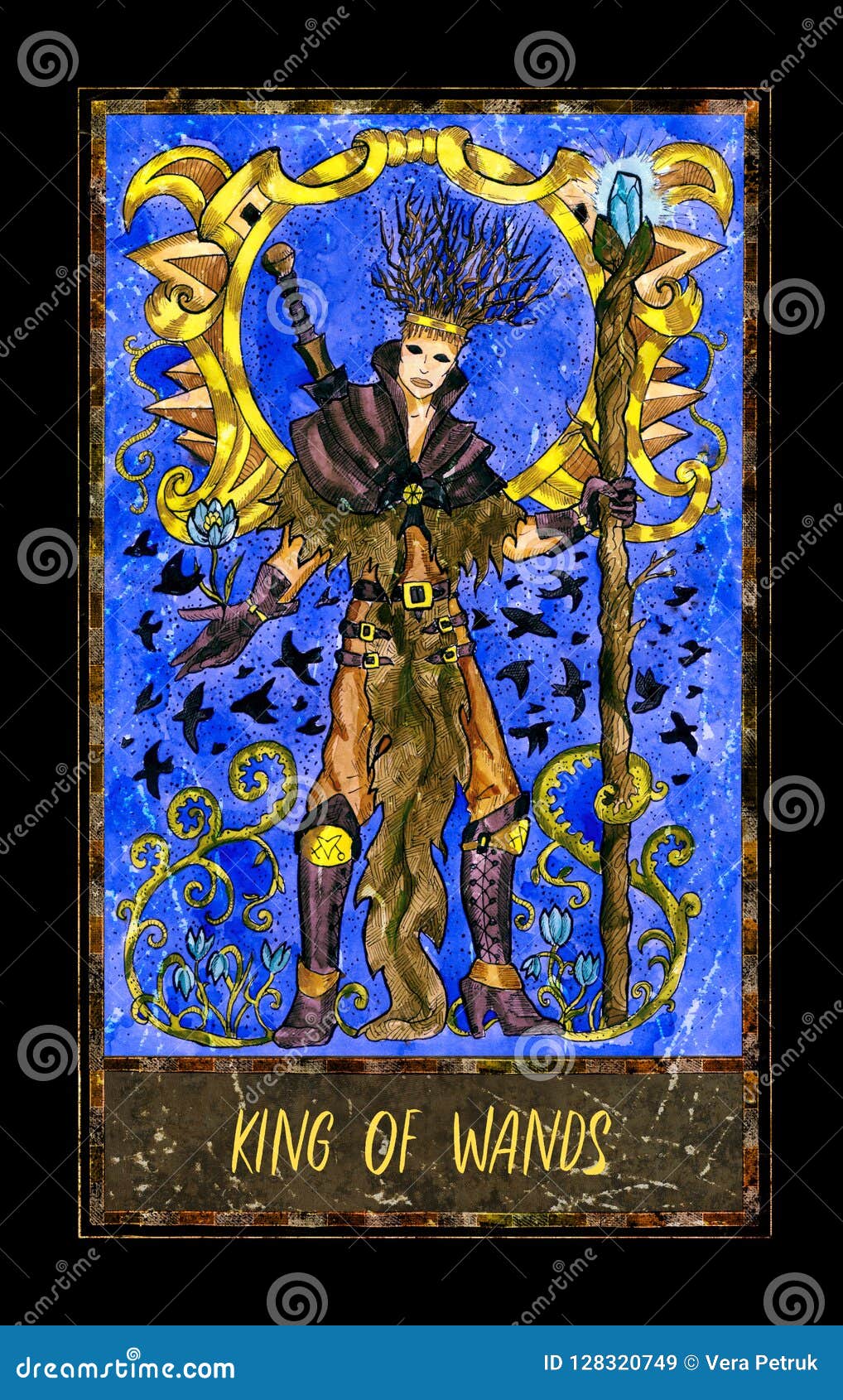 King Of Wands. Minor Arcana Tarot Card Stock Illustration Illustration of character, frame