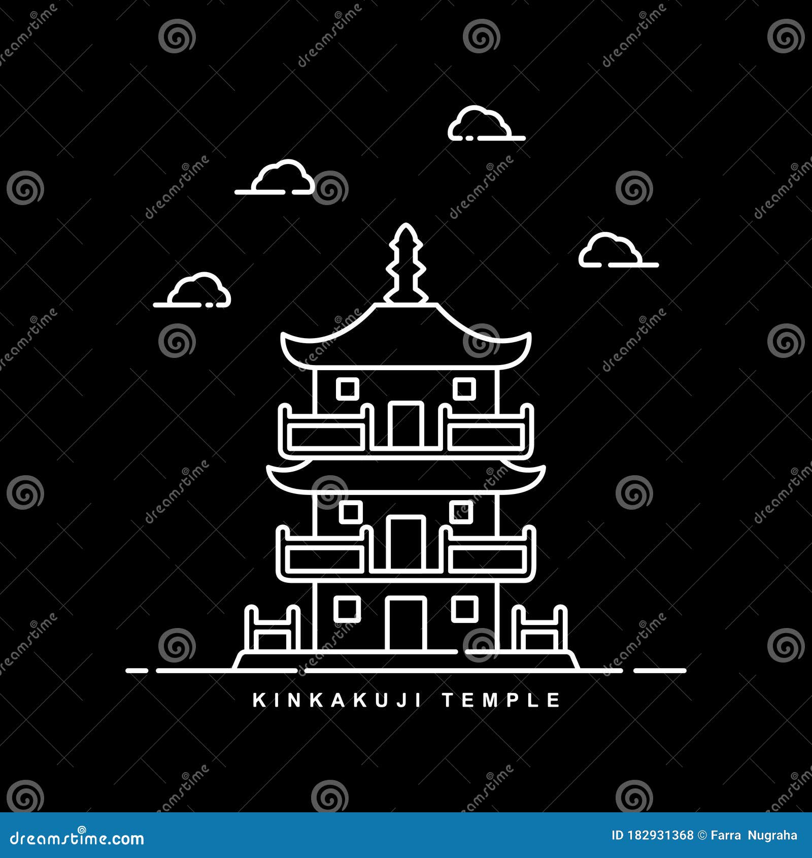Kinkakuji Temple Illustration. Japan Landmark Building Stock Vector ...
