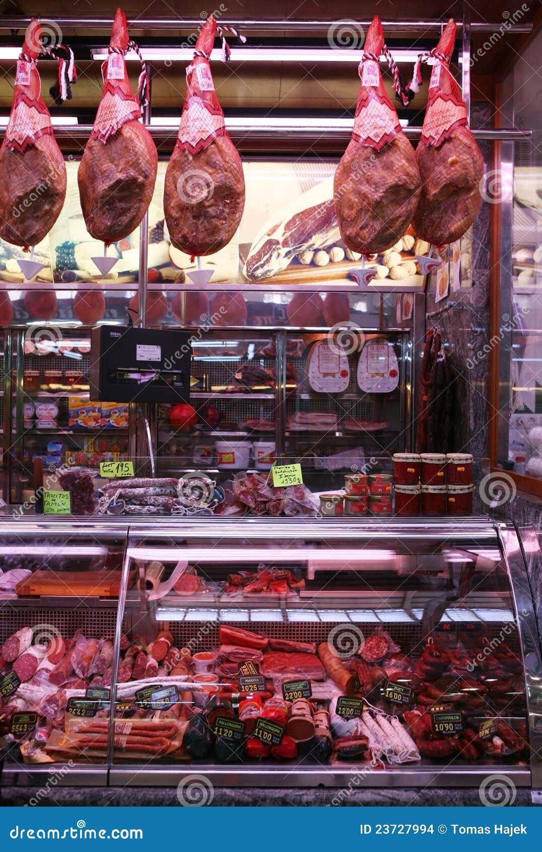 Kiosk with Meat on the Market Editorial Stock Image Image of food