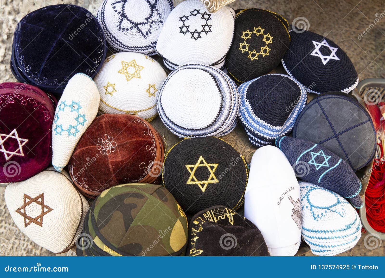 Kippah Hat Jewish Headgear Stock Image Image of jewish, bazaar