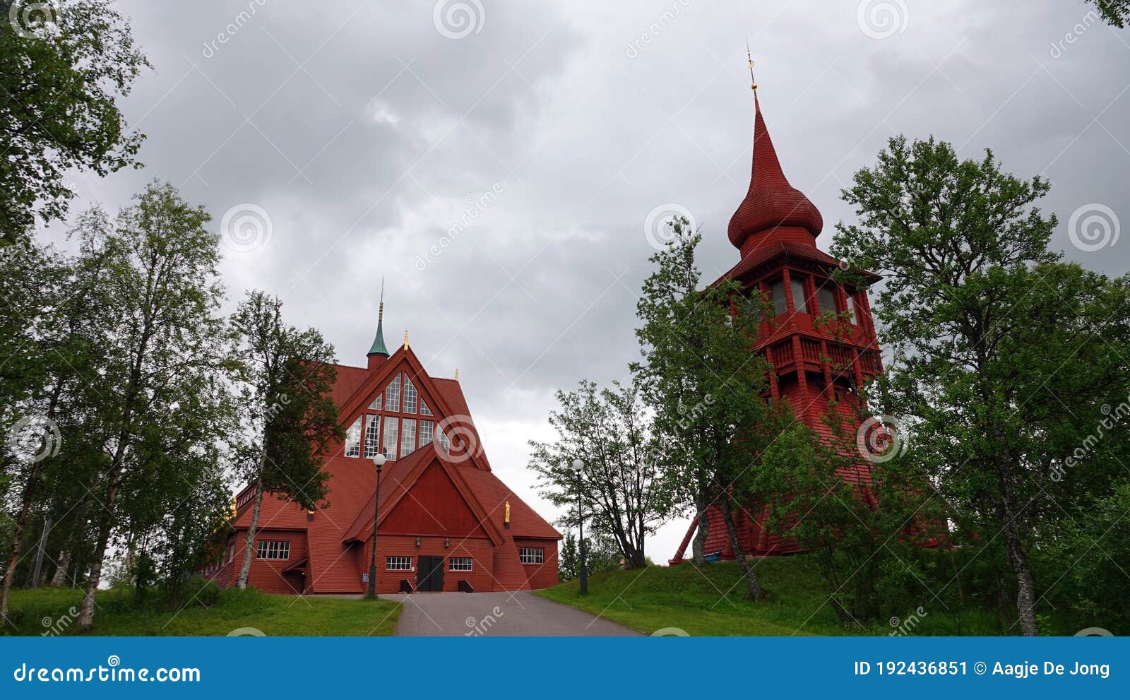 gotic church or kyrka of mining town kiruna in sweden