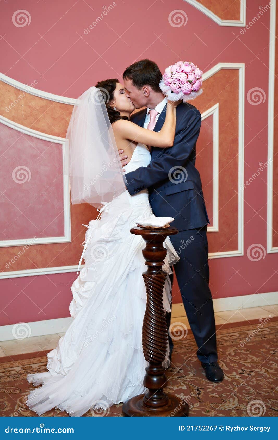 Kiss bride and groom stock image. Image of dress, fiance 21752267