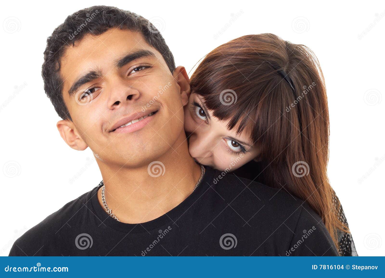 Kiss. Loving Couple on a White Background Stock Photo Image of