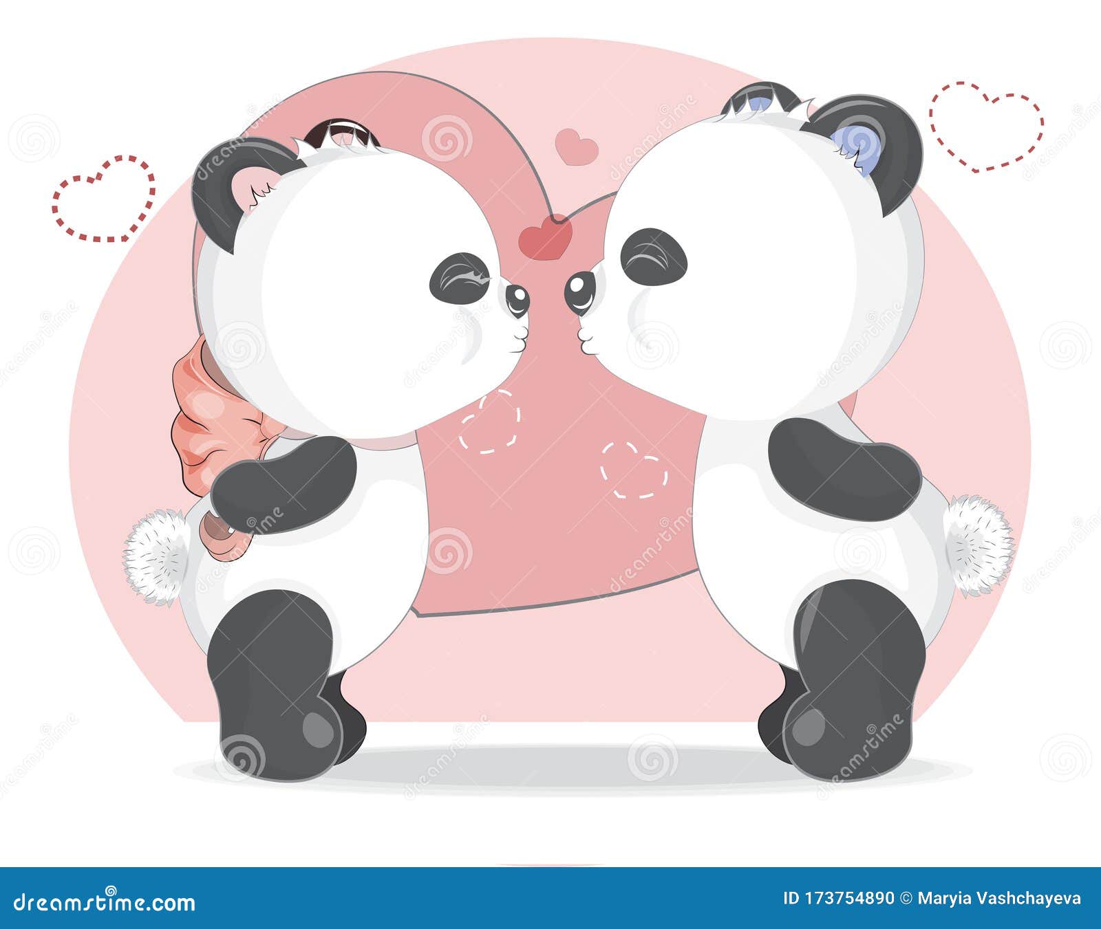 Kiss panda teddy bowls stock vector. Illustration of plush - 173754890