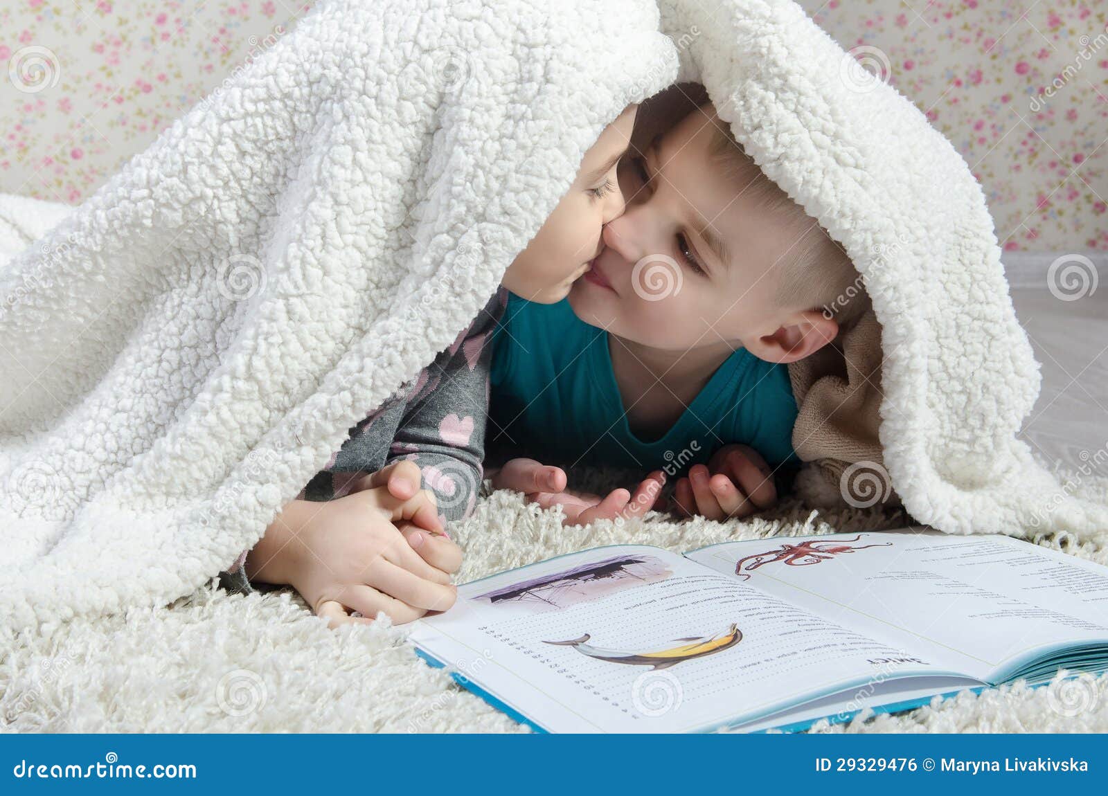 Kiss Under the Cover stock photo. Image of blanket, innocence 29329476