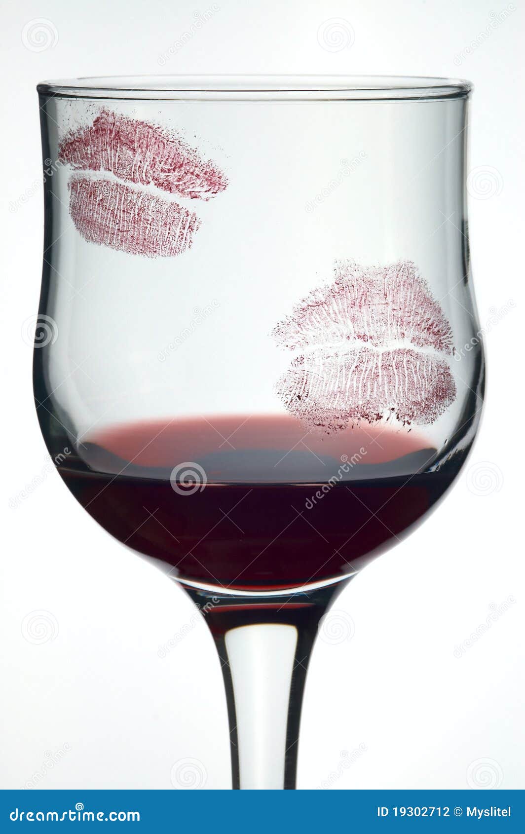 Kisses on glass with wine stock photo. Image of body 19302712