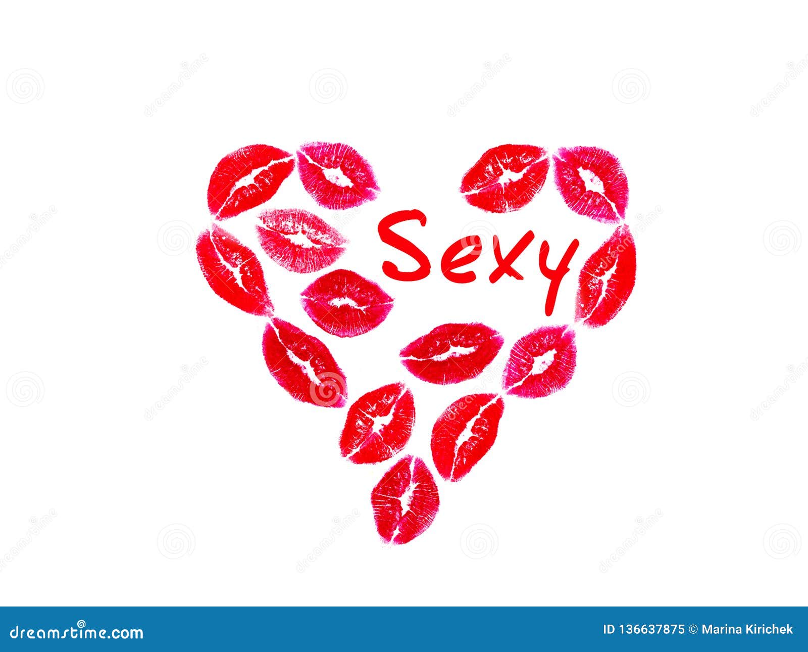 Kisses, Love, Lipstick, Postcard, Isolate Stock Illustration