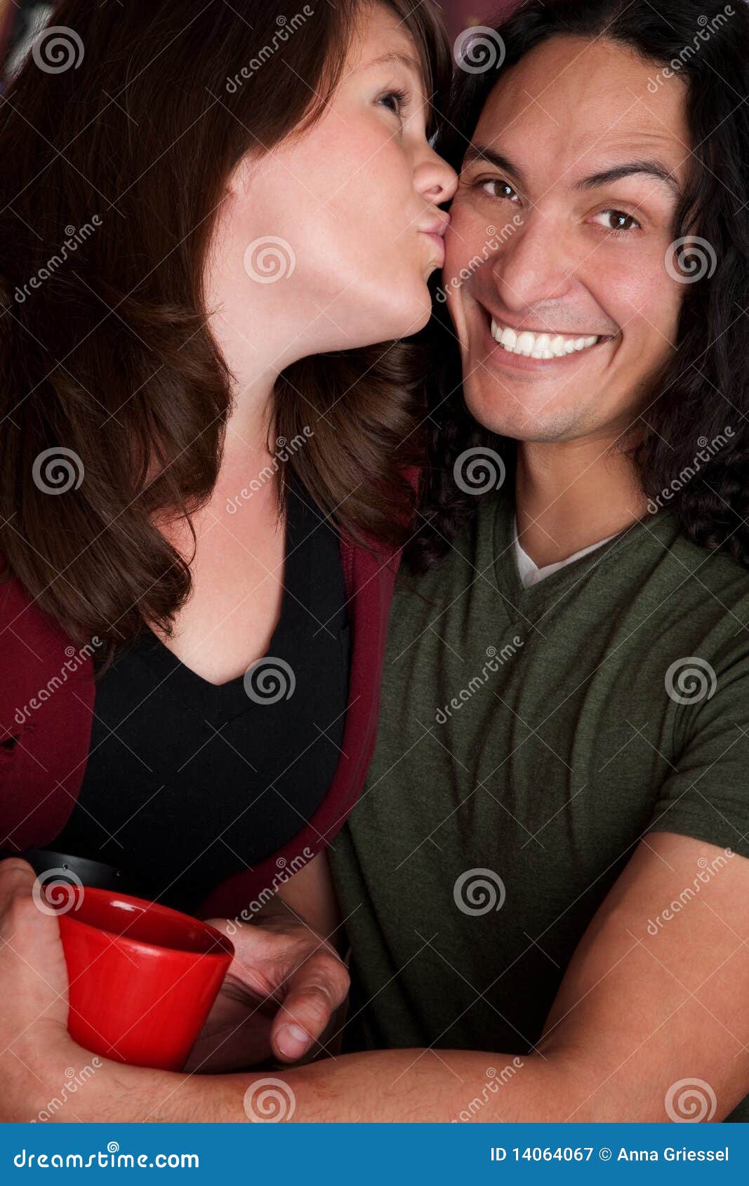 Kissing couple stock image. Image of cute, hunk, coffeehouse 14064067