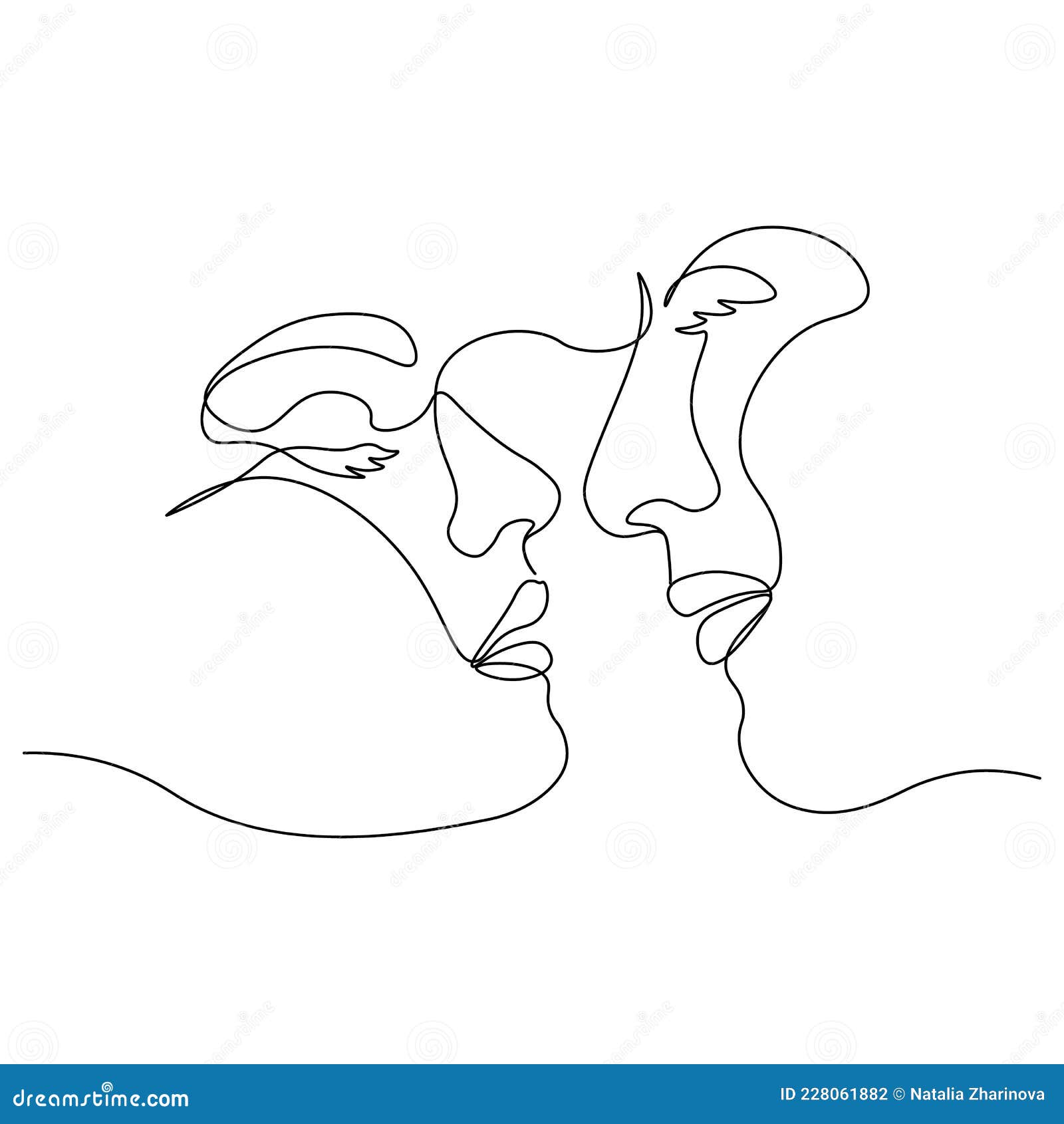 Kissing Couple Continuous Line Drawing, Tattoo Faces Abstract Silhouette  Single Line on a White Background, Tattoo and Logo Design Stock Vector -  Illustration of girl, face: 228061882