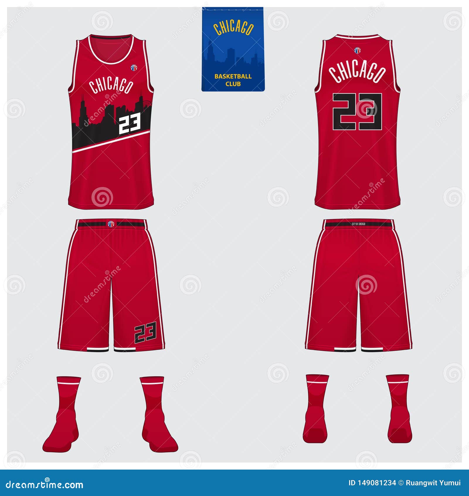 Basketball Uniform Mockup Template Design for Basketball Club