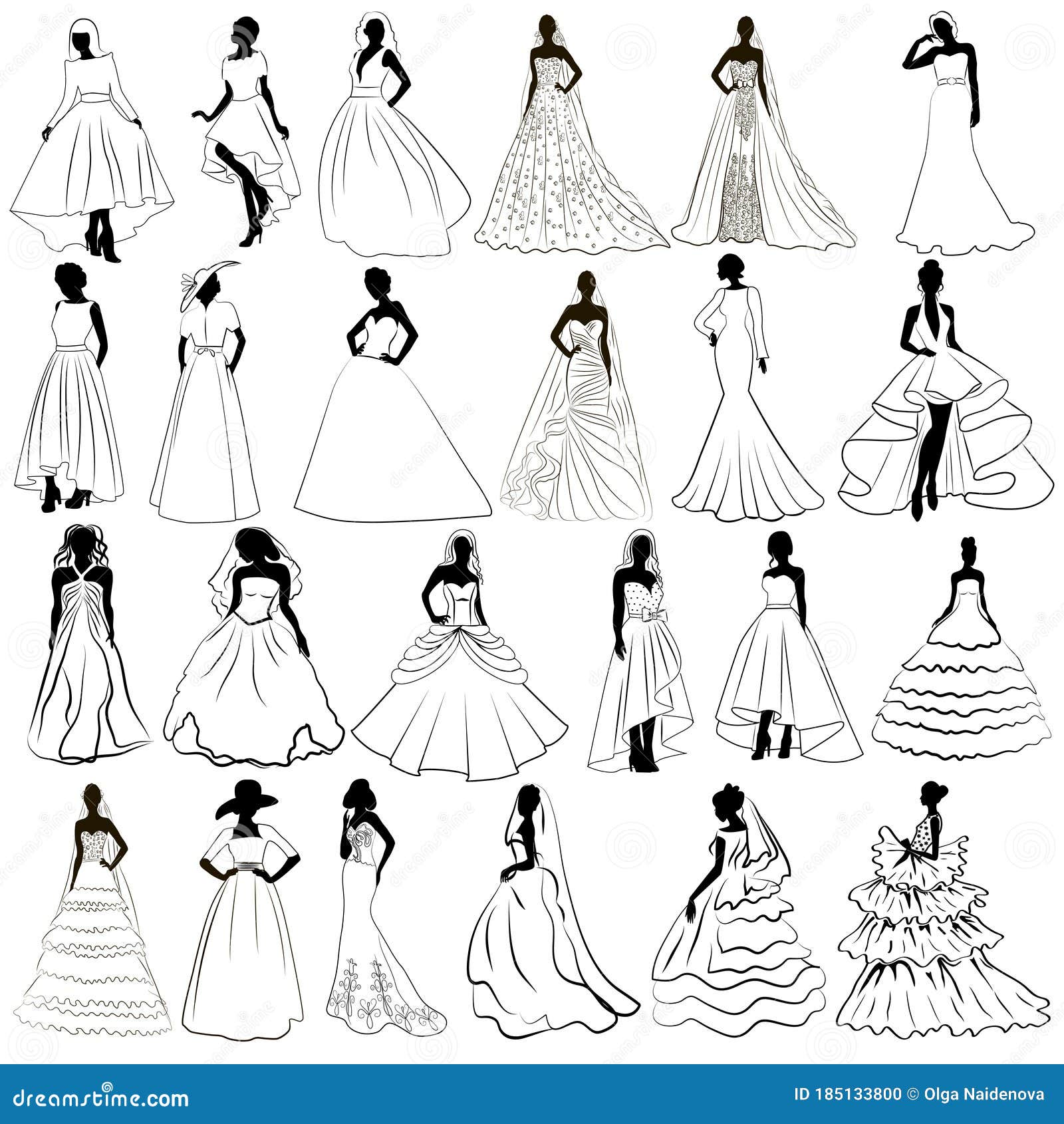 Kit Silhouette of the Brides in Wedding Charge Stock Vector