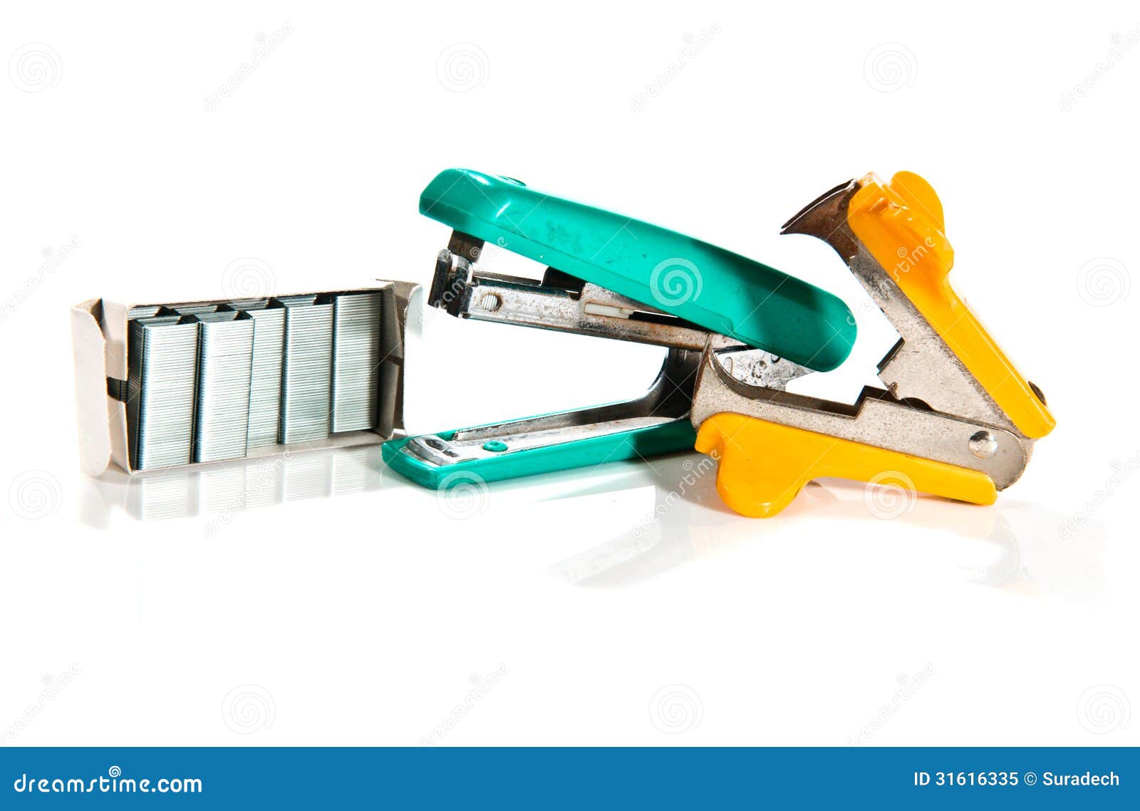 Kit of Stapler, Staple Remover and Brackets Stock Image Image of
