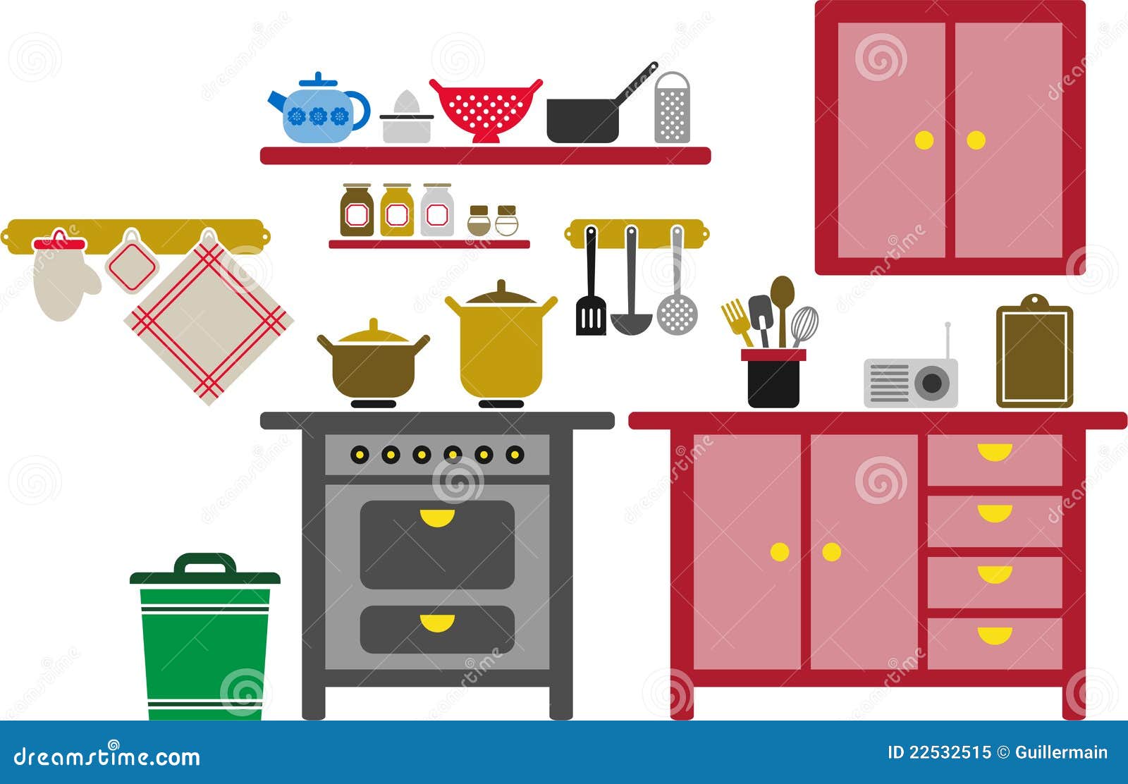 Modern Various Cute Kitchen Cooking Utensils And Baking Elements  Illustration Stock Illustration - Download Image Now - iStock