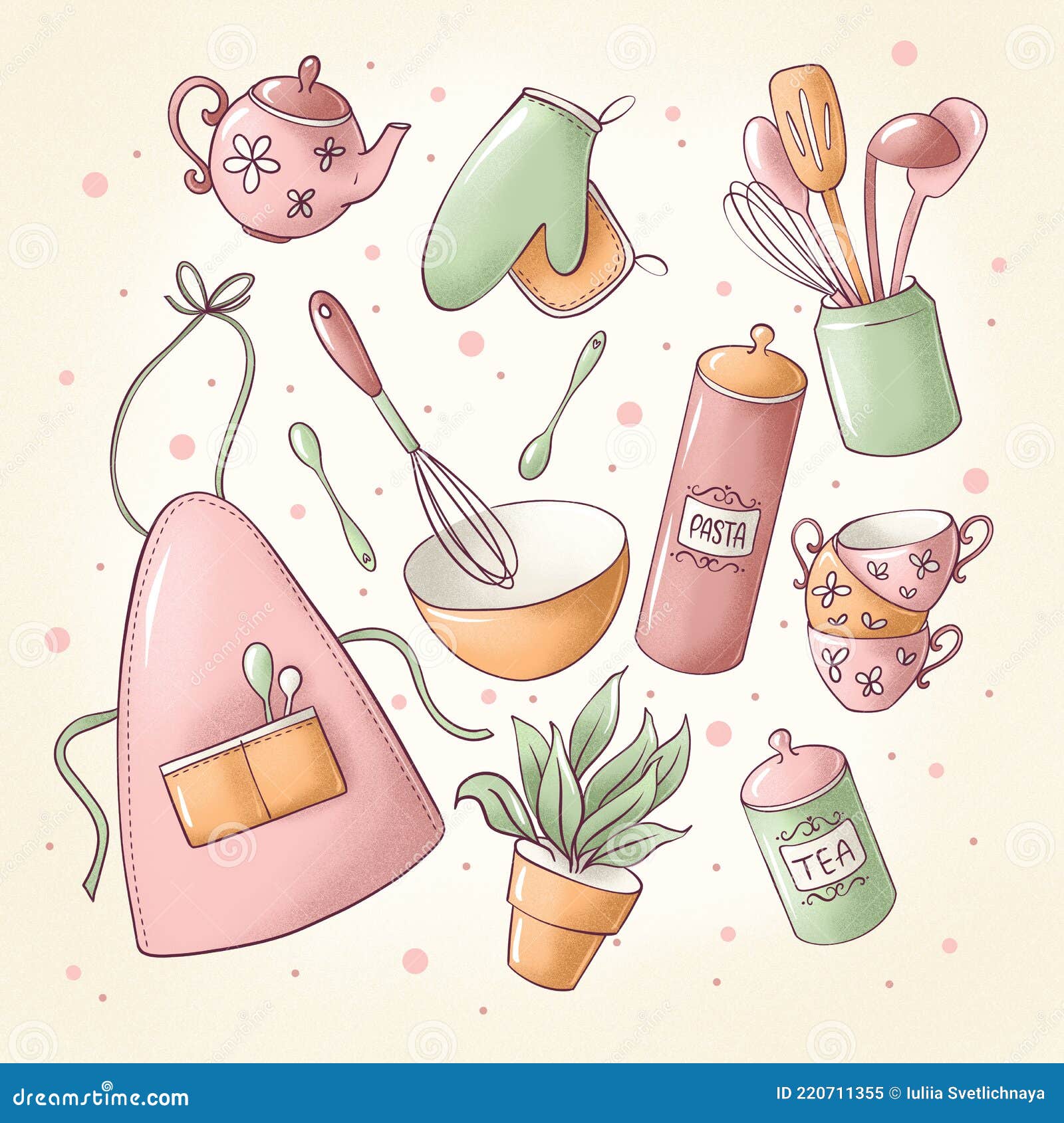 Poster Cute Doodle Kitchen Stuff 