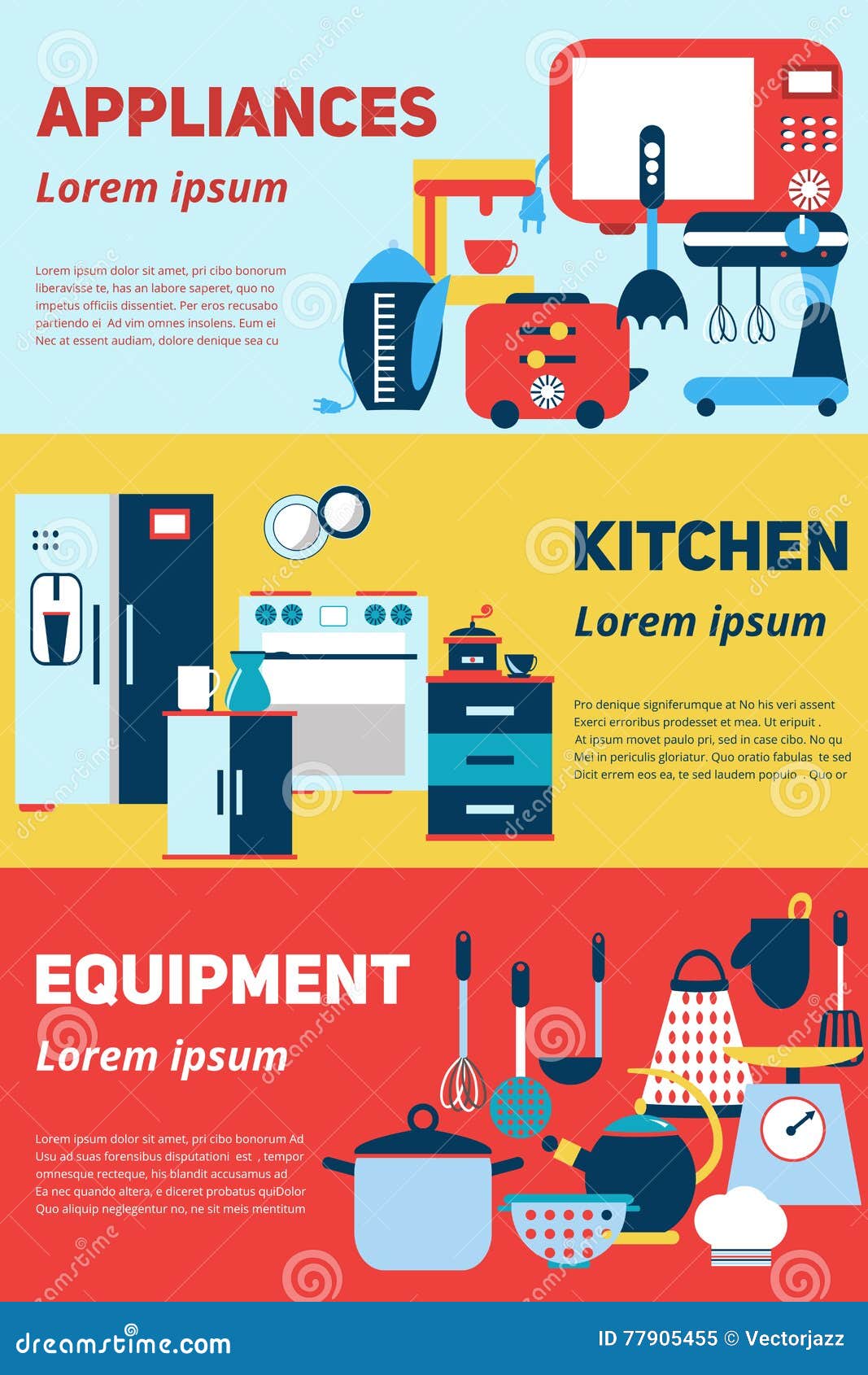Kitchen Appliances And Equipment Flat Banner Set With Isolated Illustration For Sales And Advertisingorporate Design Stock Illustration Illustration Of Implements Isolated 77905455