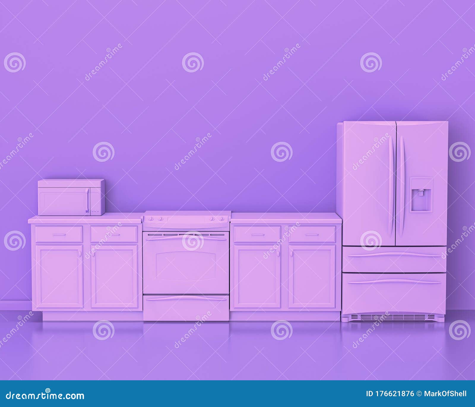 Kitchen Appliances in Monochrome Single Pink Purple Color Room