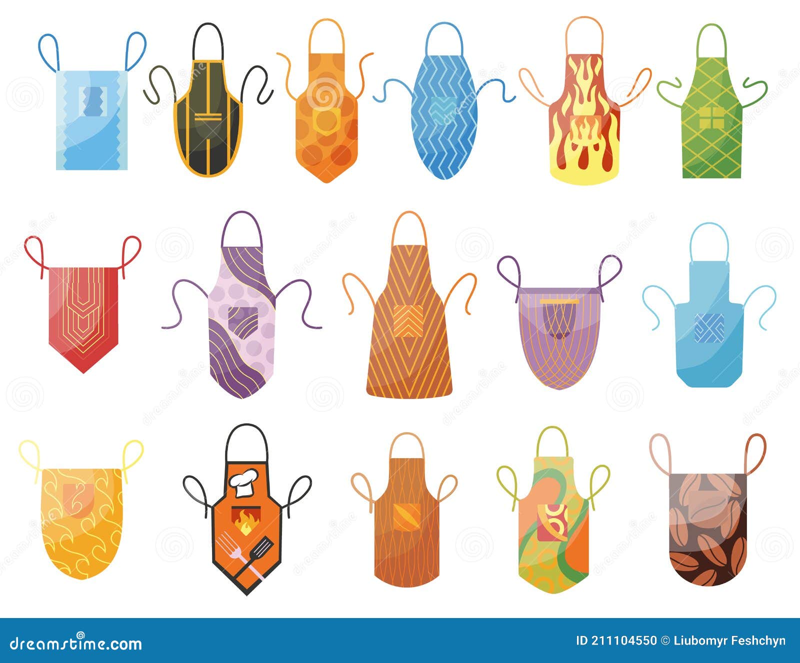 Kitchen Apron Collection in Bright Colours with Pocket and Different