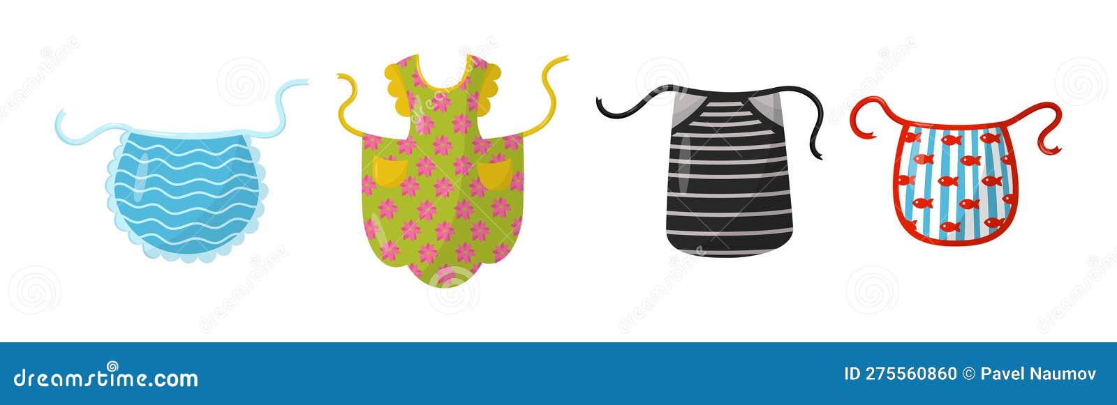 Kitchen Aprons As Cooking Garment with Pocket Vector Set Stock