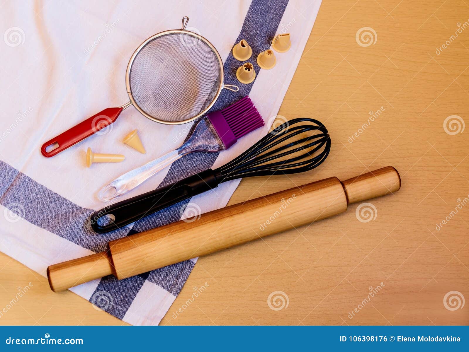 Kitchen Baking Utensils and Kitchen Towel Stock Photo Image of rubber