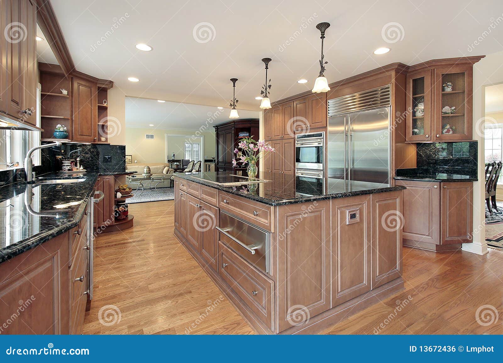 Kitchen with Black Marble Countertops Stock Photo Image of decorate