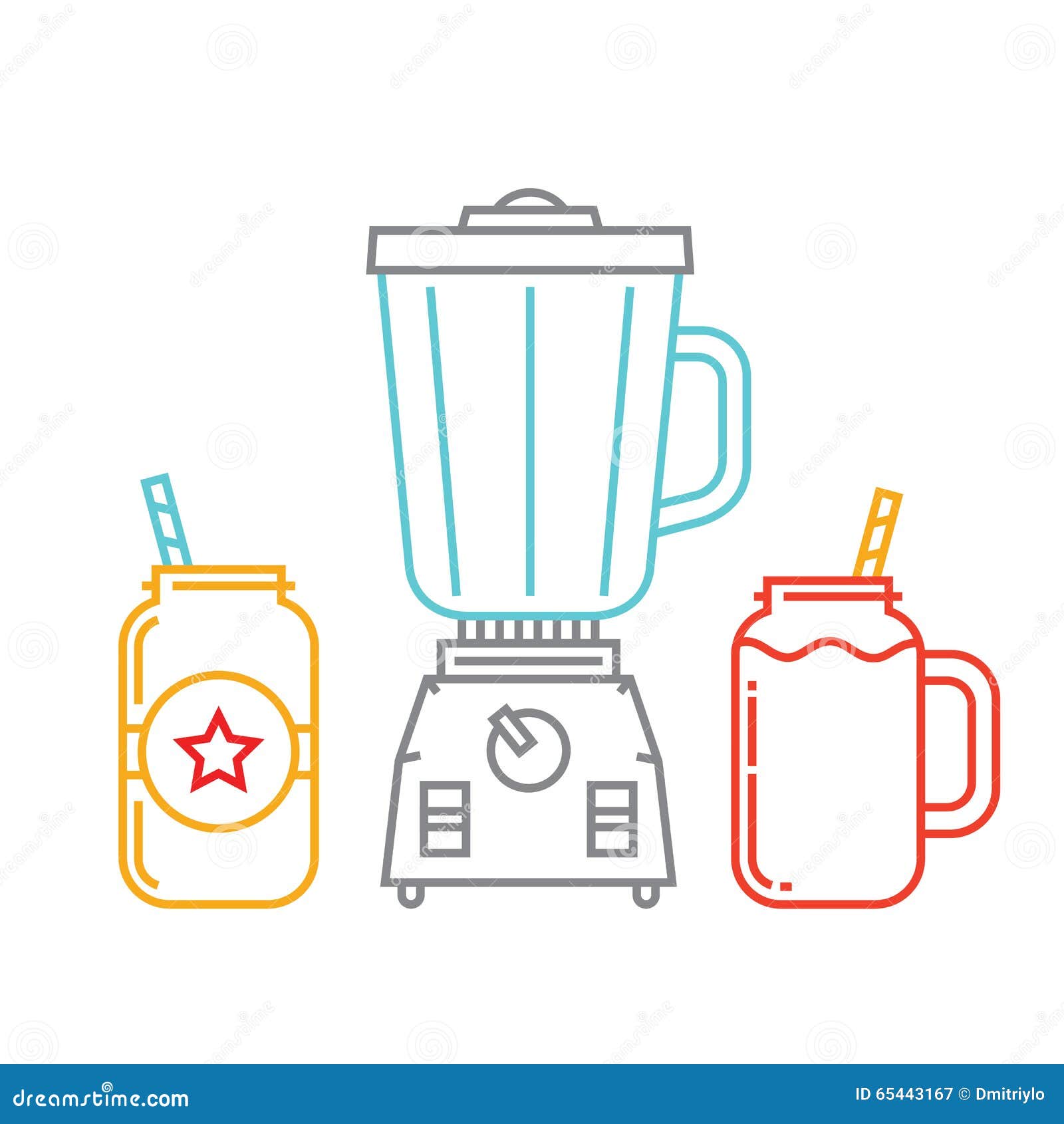 Kitchen Blender and Two Mason Jars with Smoothie Stock Vector