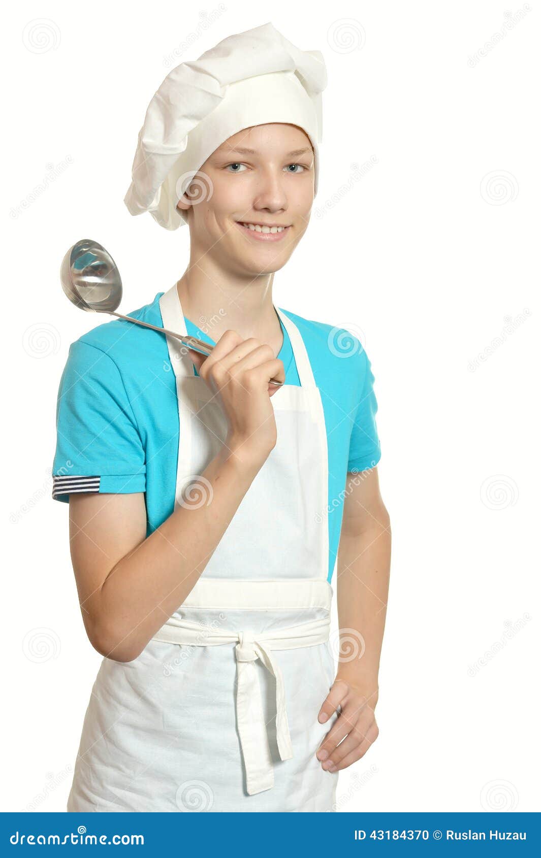 Kitchen boy on white stock photo. Image of spoon, occupation 43184370