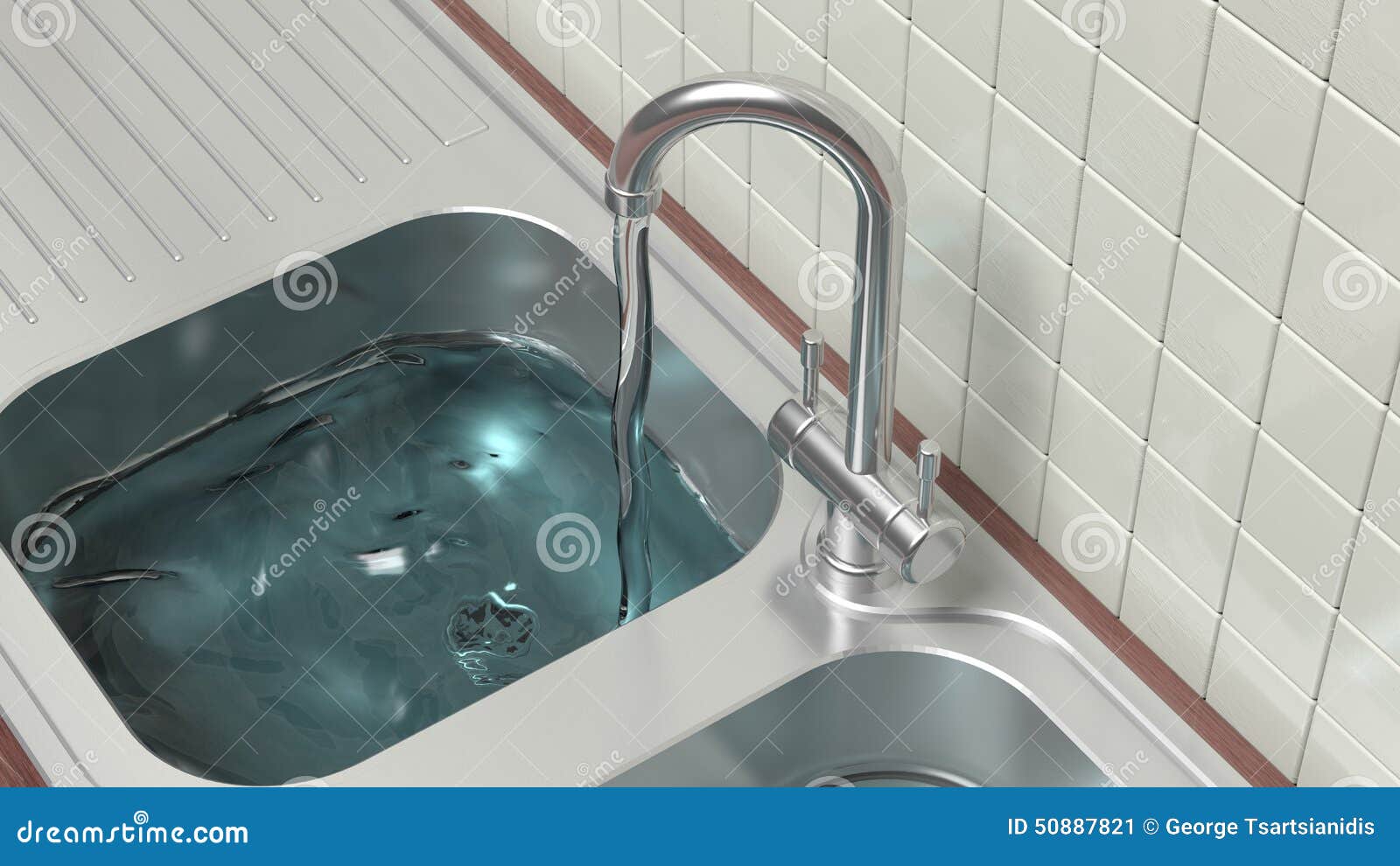 Kitchen with Running Water Stock Illustration Illustration of