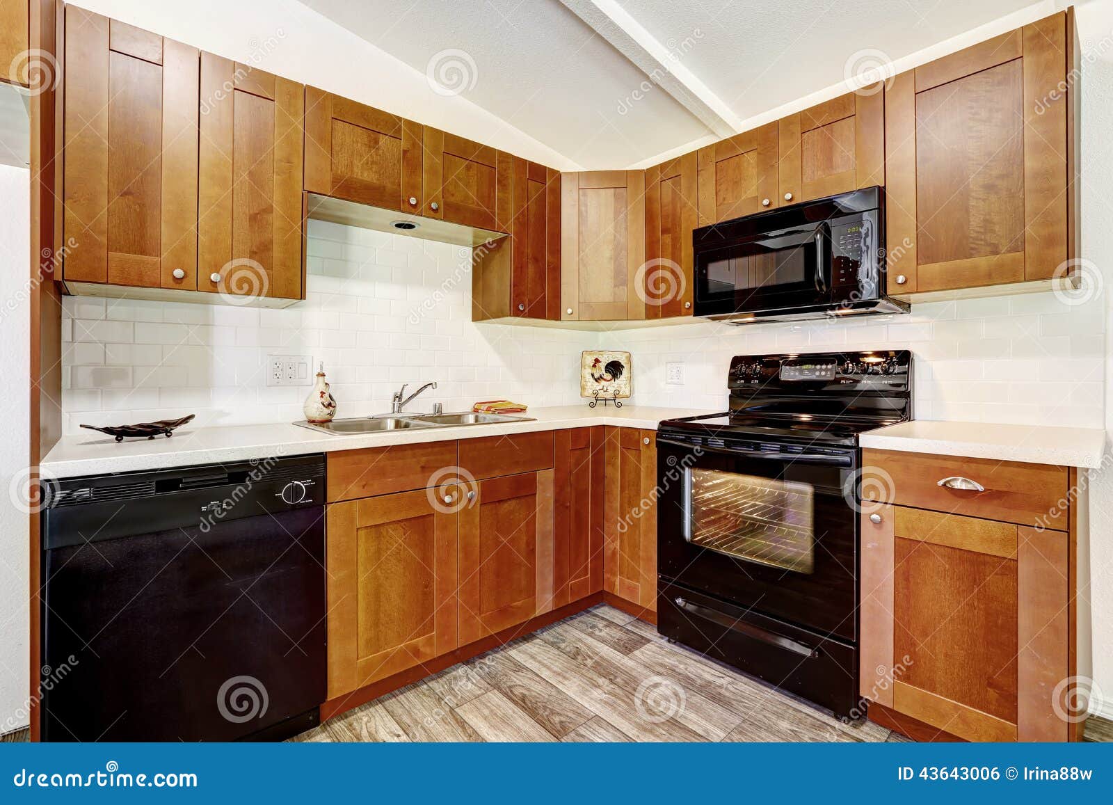 Kitchen Cabinets With Black Appliances Stock Photo Image Of