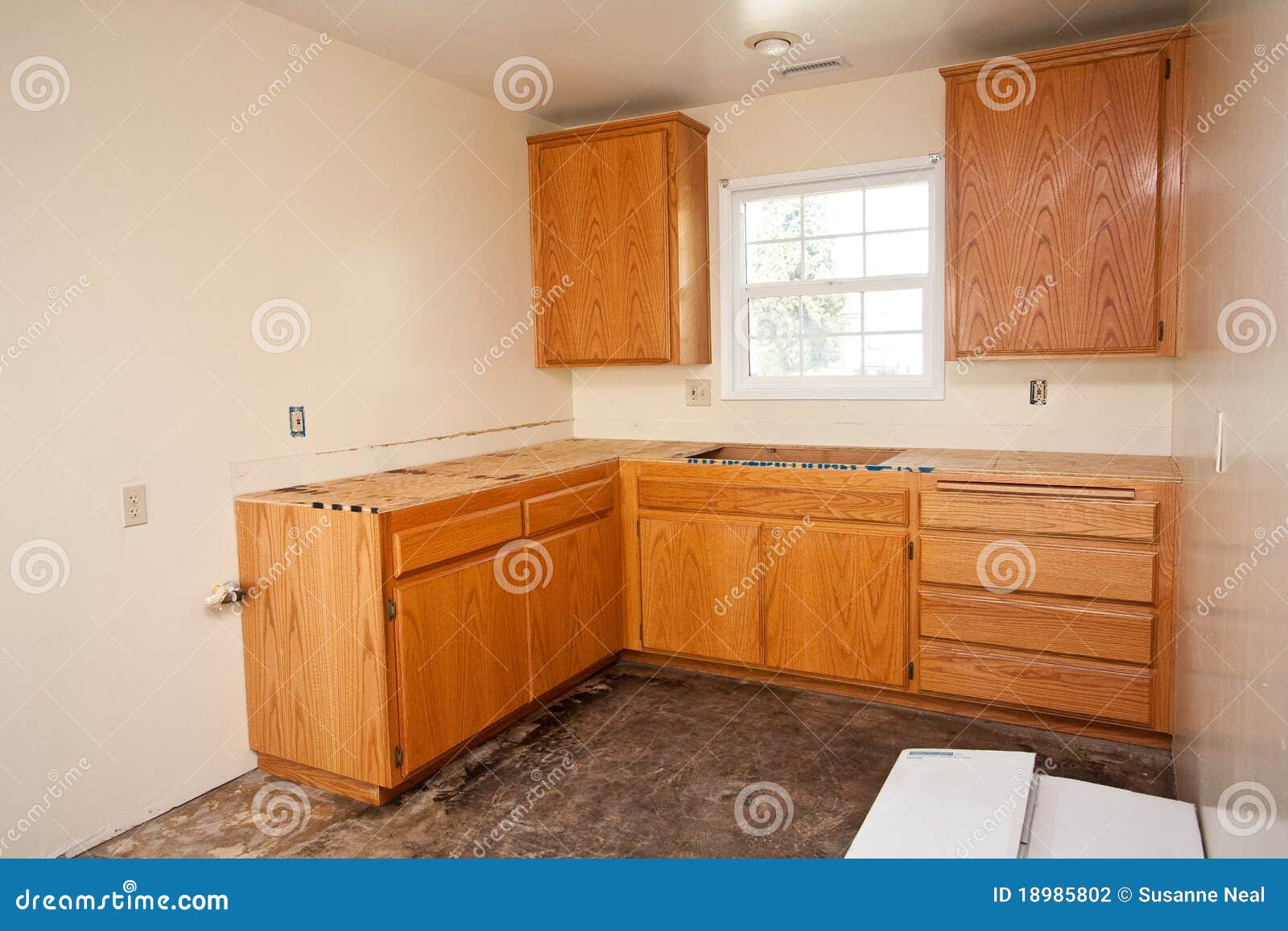 Kitchen Cabinets Without Countertop Stock Photo - Image 