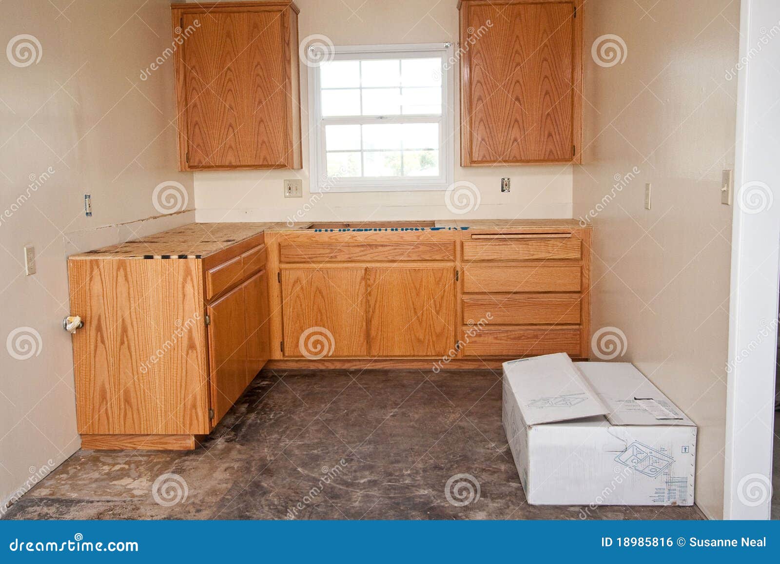 Kitchen Cabinets Without Countertop Stock Photo Image Of