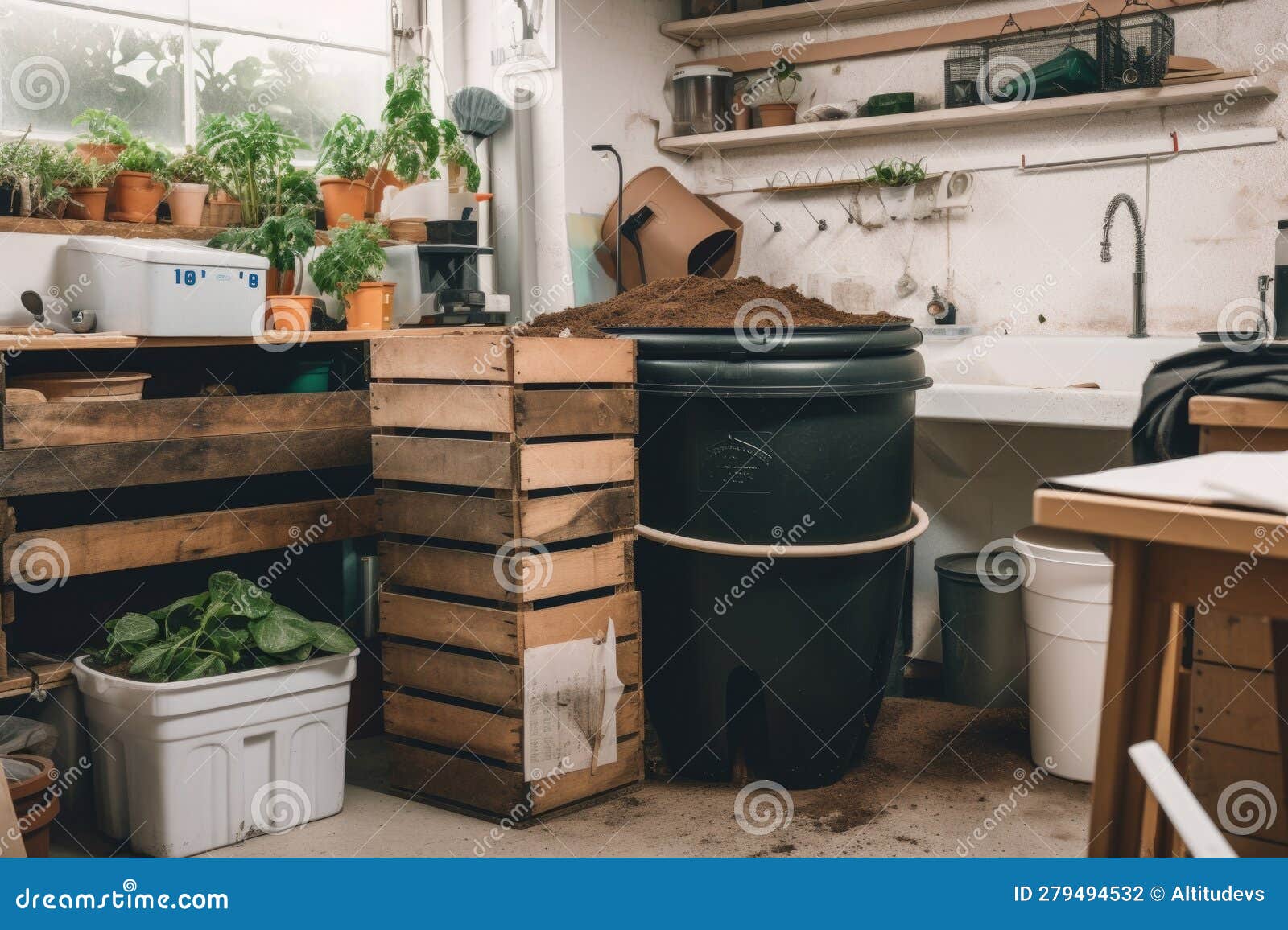A Kitchen with Compost Bin and Worm Farm, Creating a Sustainable