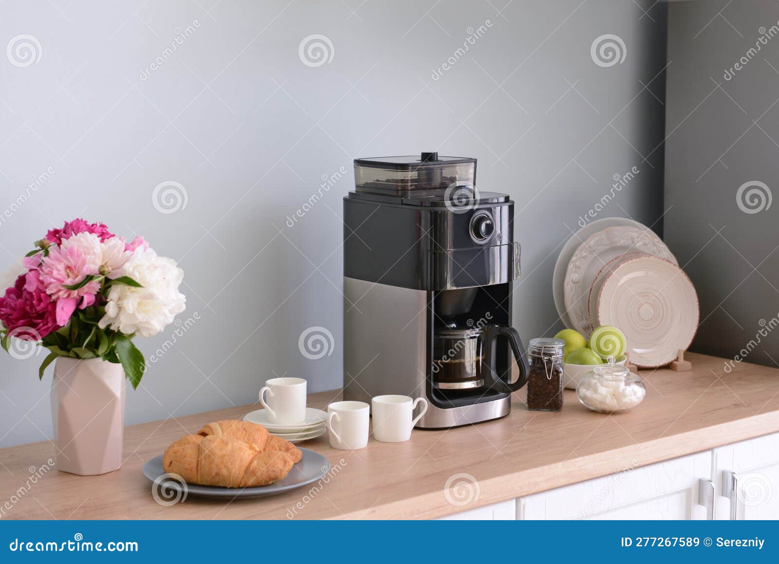Modern Coffee Machine in Kitchen Stock Image Image of coffee, counter