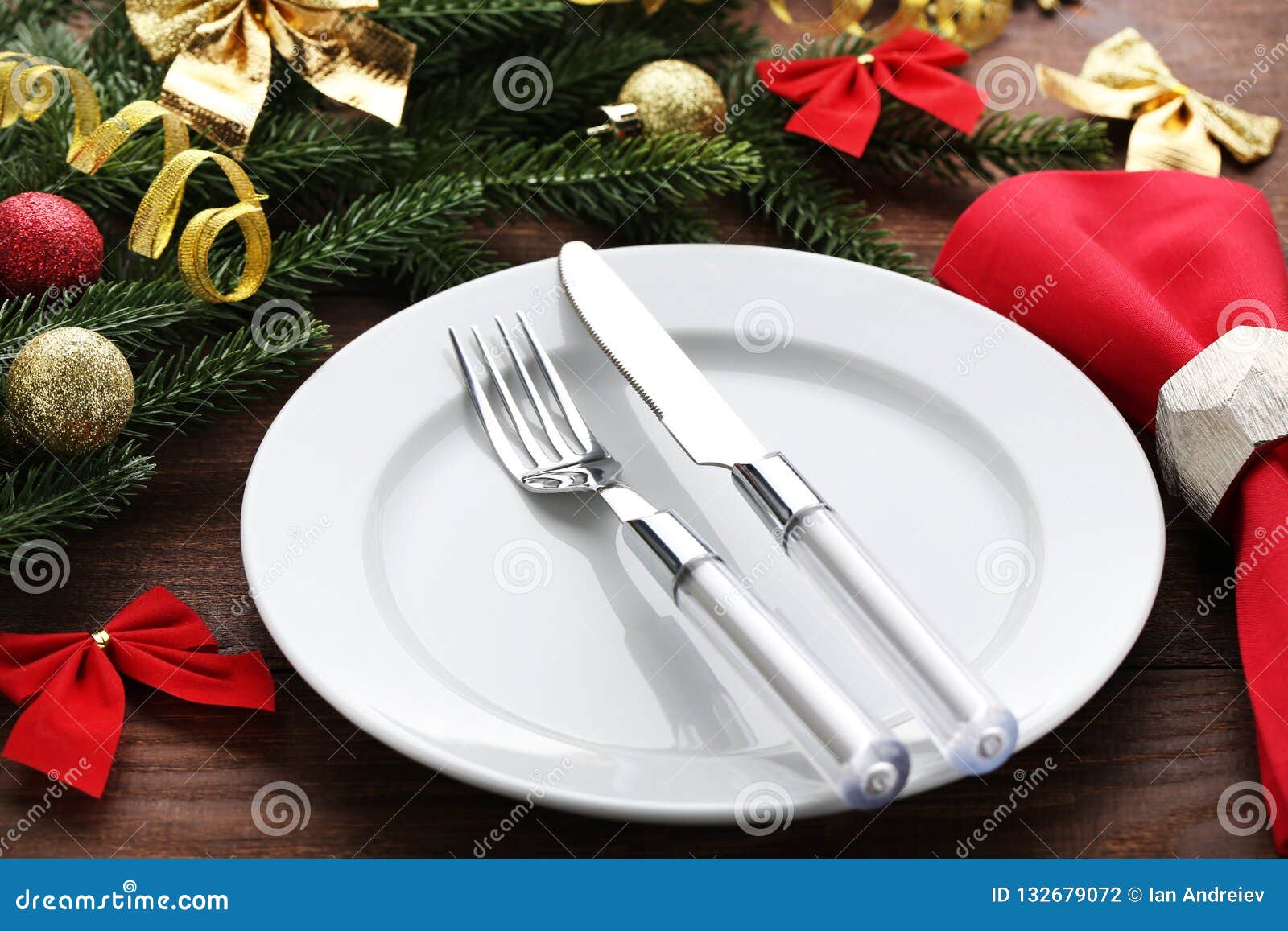 Kitchen Cutlery with Christmas Decorations Stock Photo - Image of ...