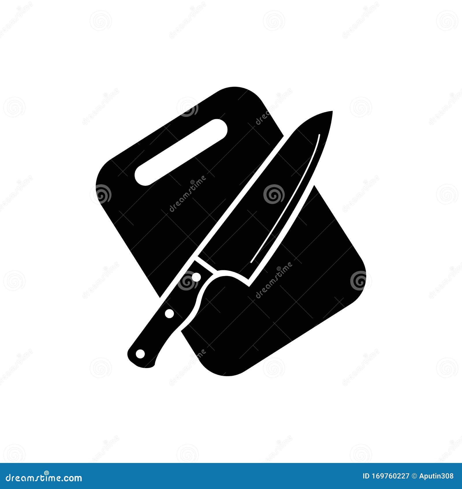 Kitchen Cutting Board and Knife Icon Vector Stock Vector Illustration