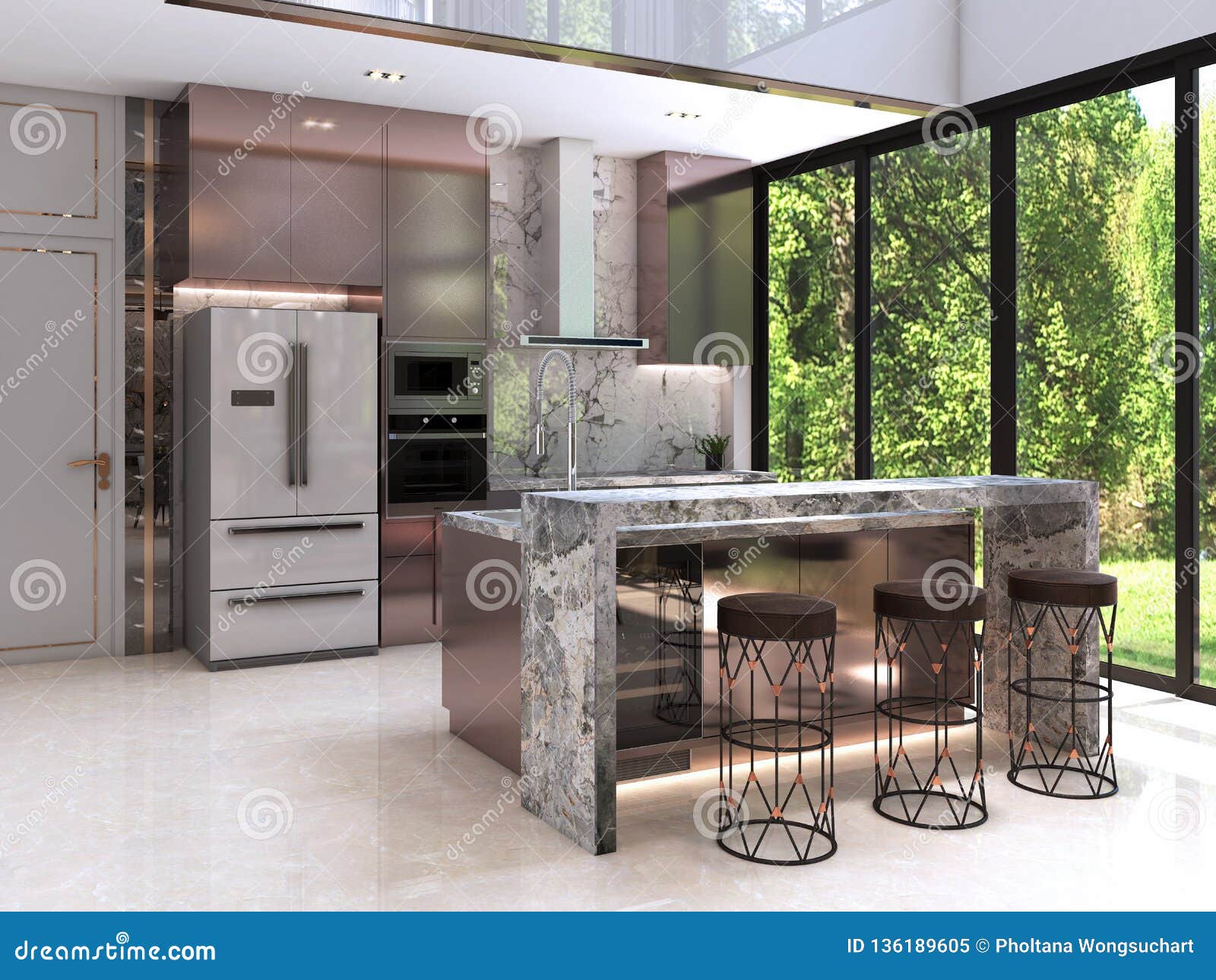 Kitchen Design Interior Of Modern Luxury Style Stock
