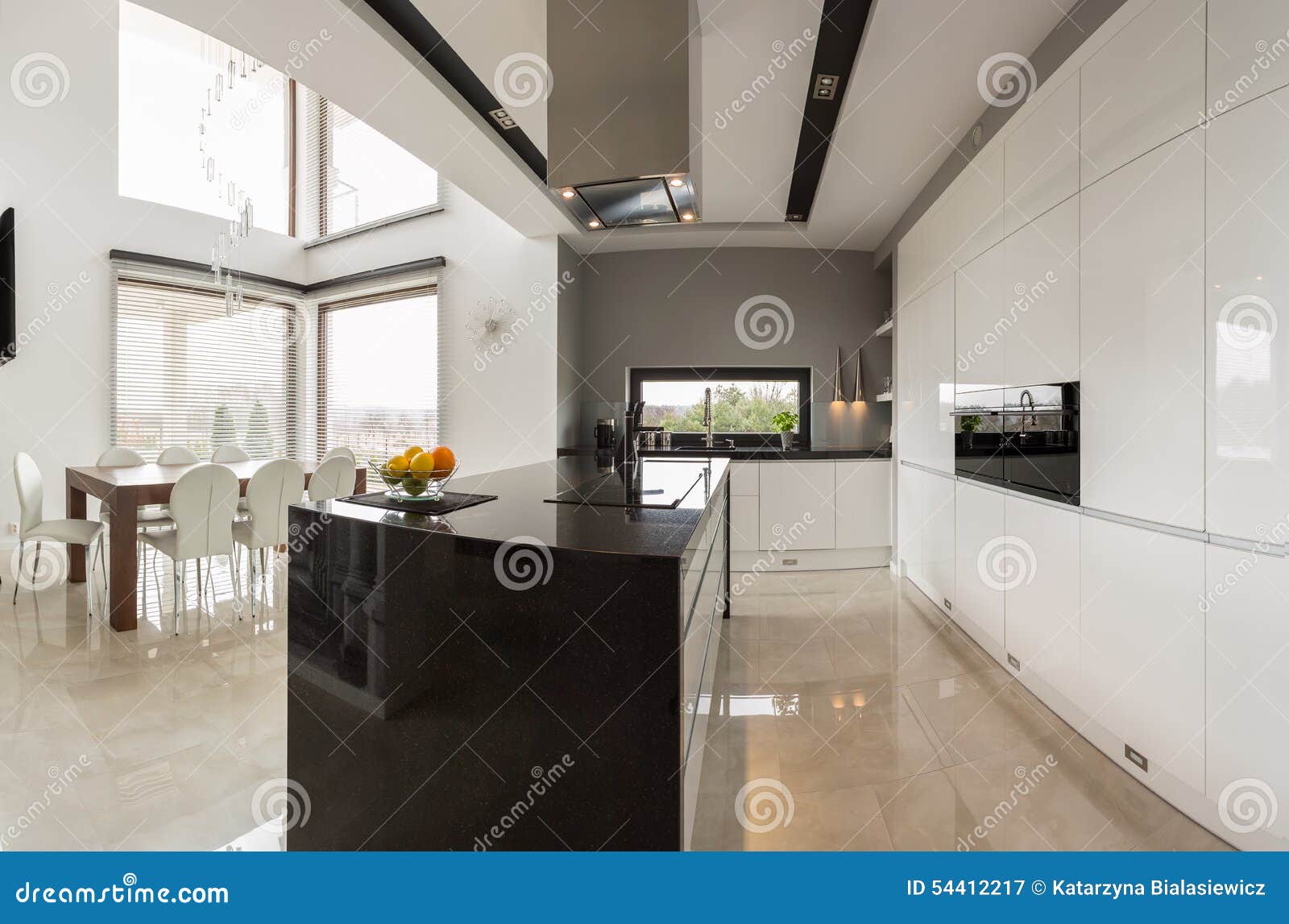 Kitchen with dining hall stock image. Image of horizontal 54412217