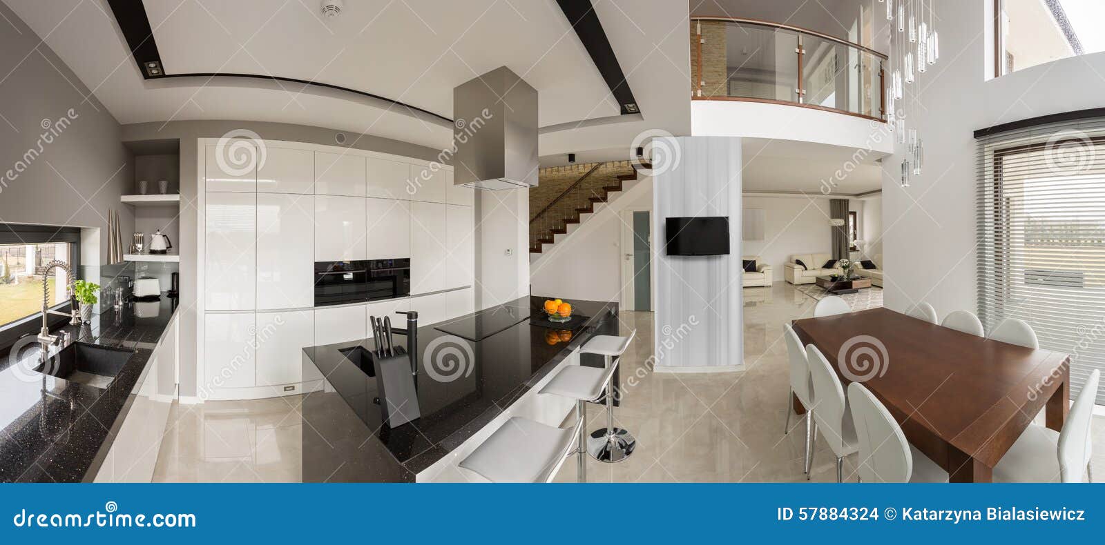 Kitchen and dining hall stock photo. Image of expensive 57884324