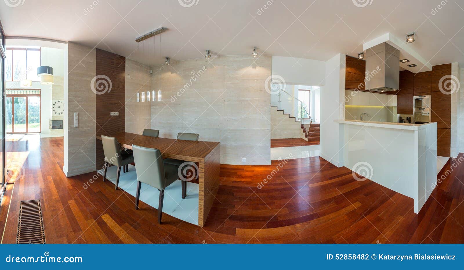 Kitchen and dining hall stock photo. Image of date, interior 52858482