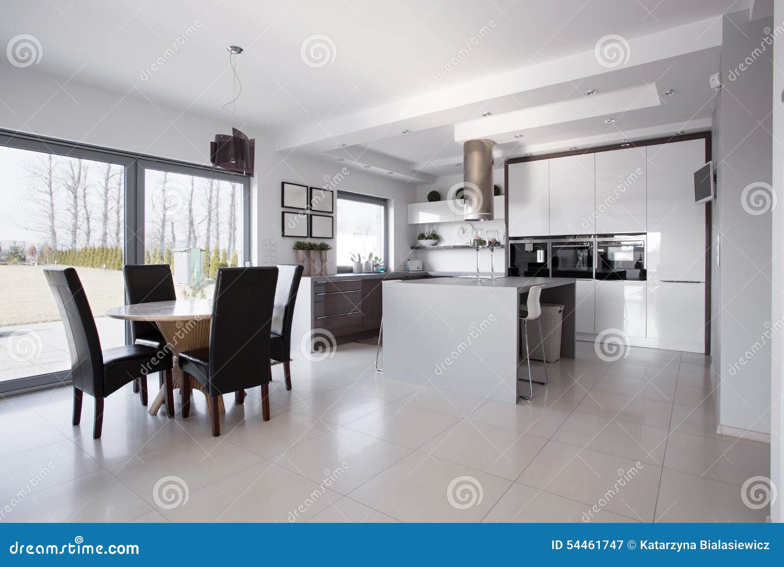 Kitchen with dining hall stock image. Image of empty 54461747