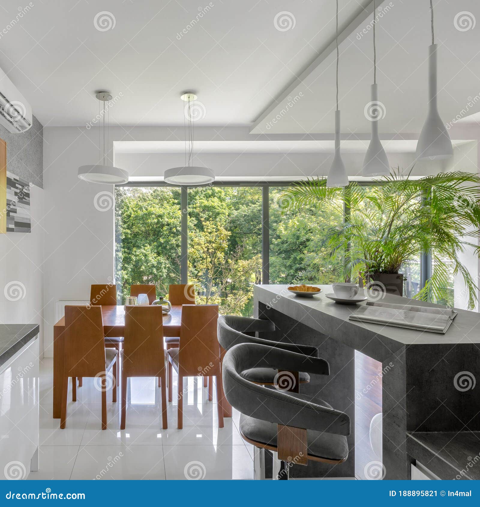 Kitchen With Dining Table Stock Image Image Of Kitchen 188895821