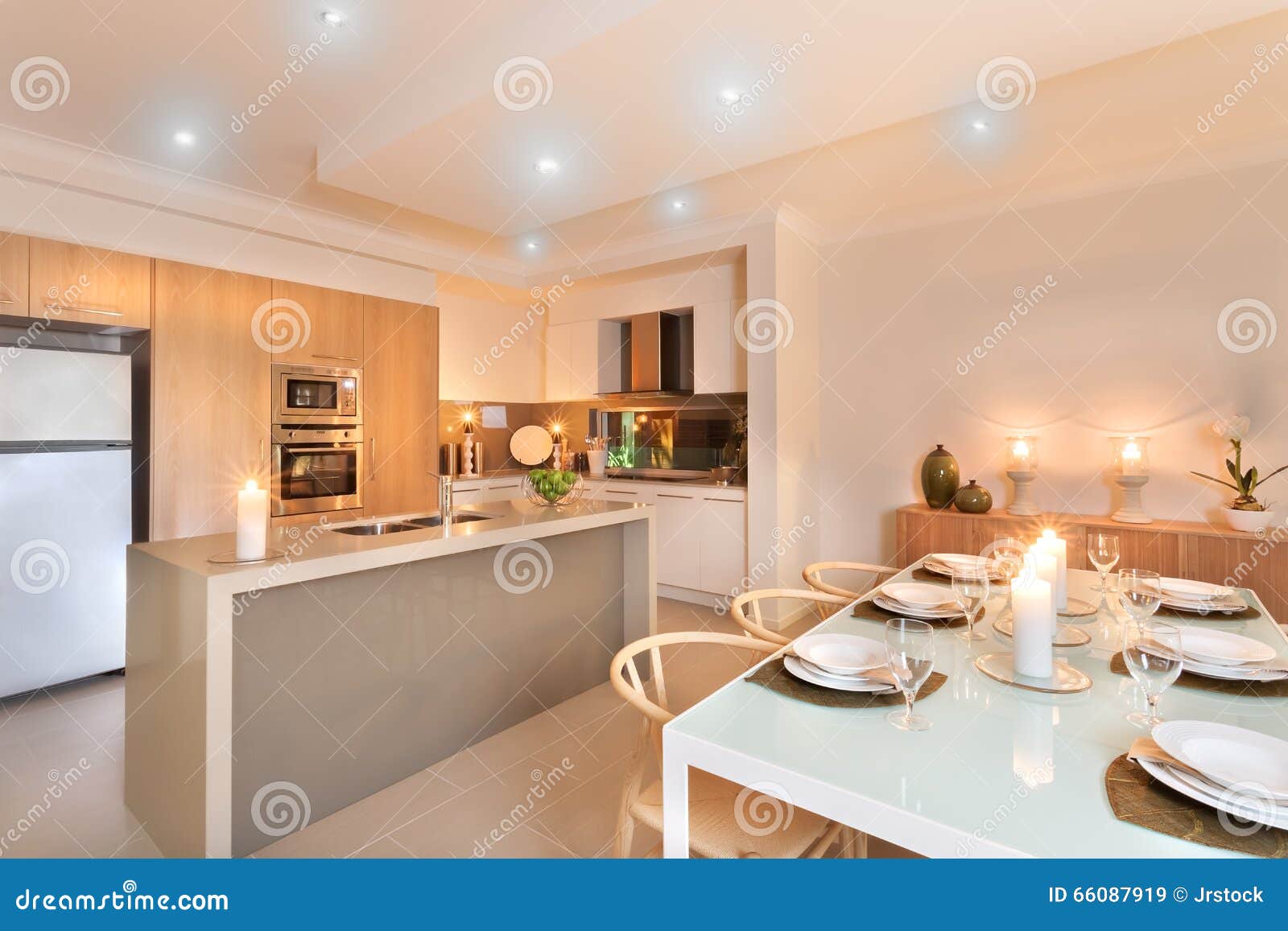  Kitchen  And Dinner Table Setup  With Candles Flashing 