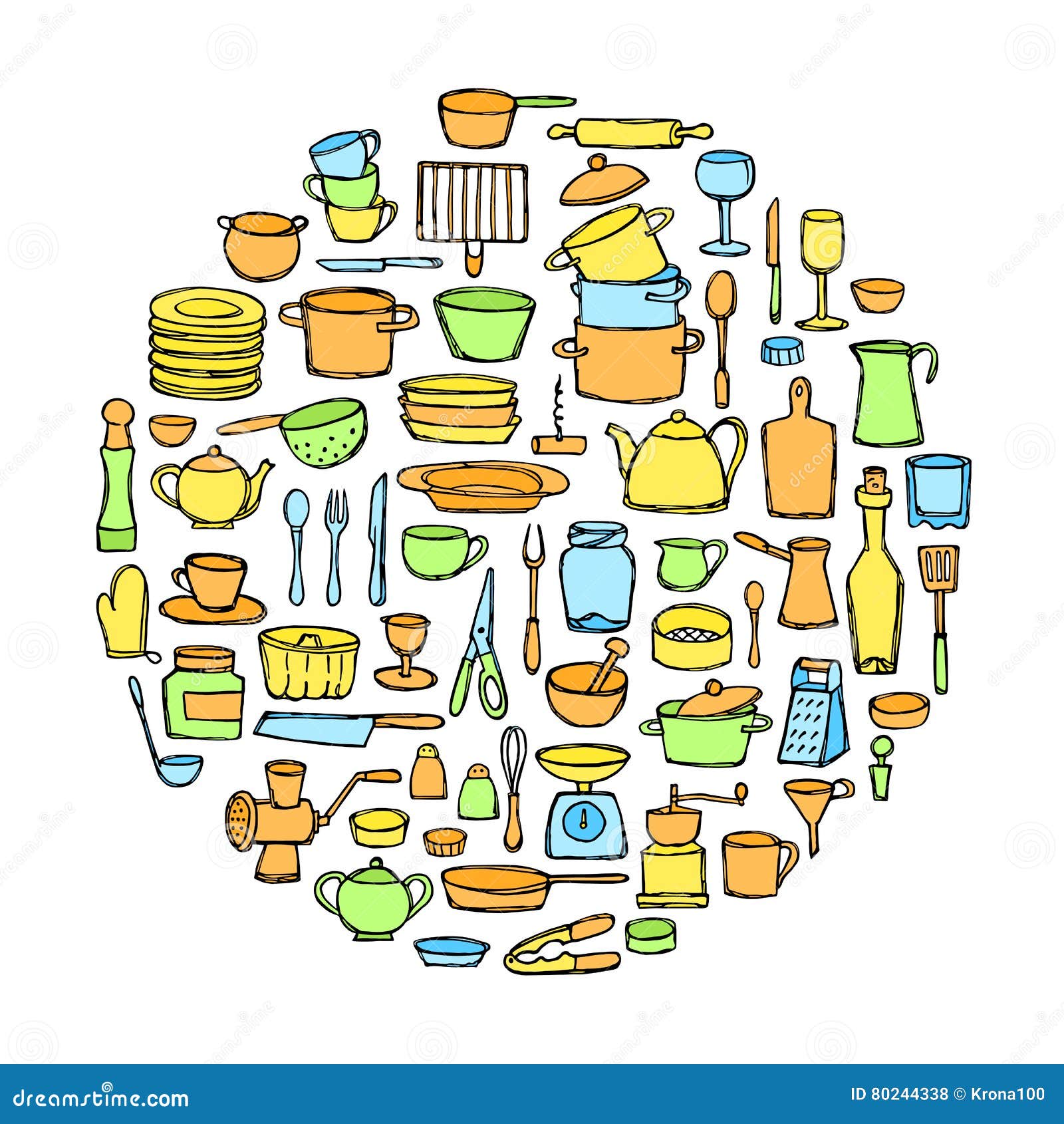 Kitchen Doodle Set stock vector. Illustration of flyer 80244338