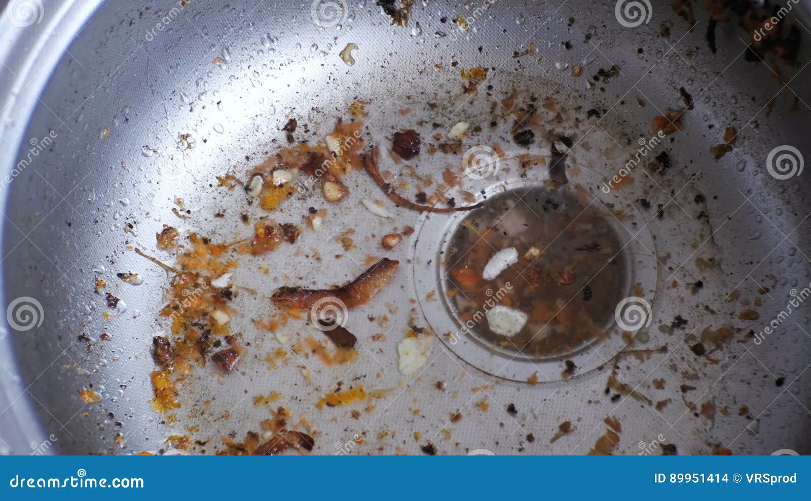 Kitchen Drain Clogging Up With Food Particles Stock Footage